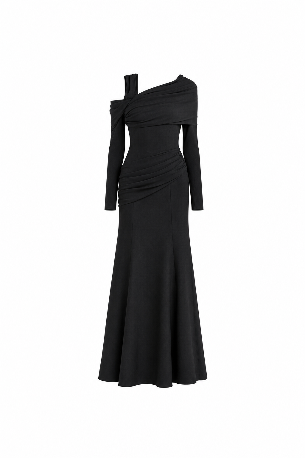 Twisted Shoulder Midi Dress