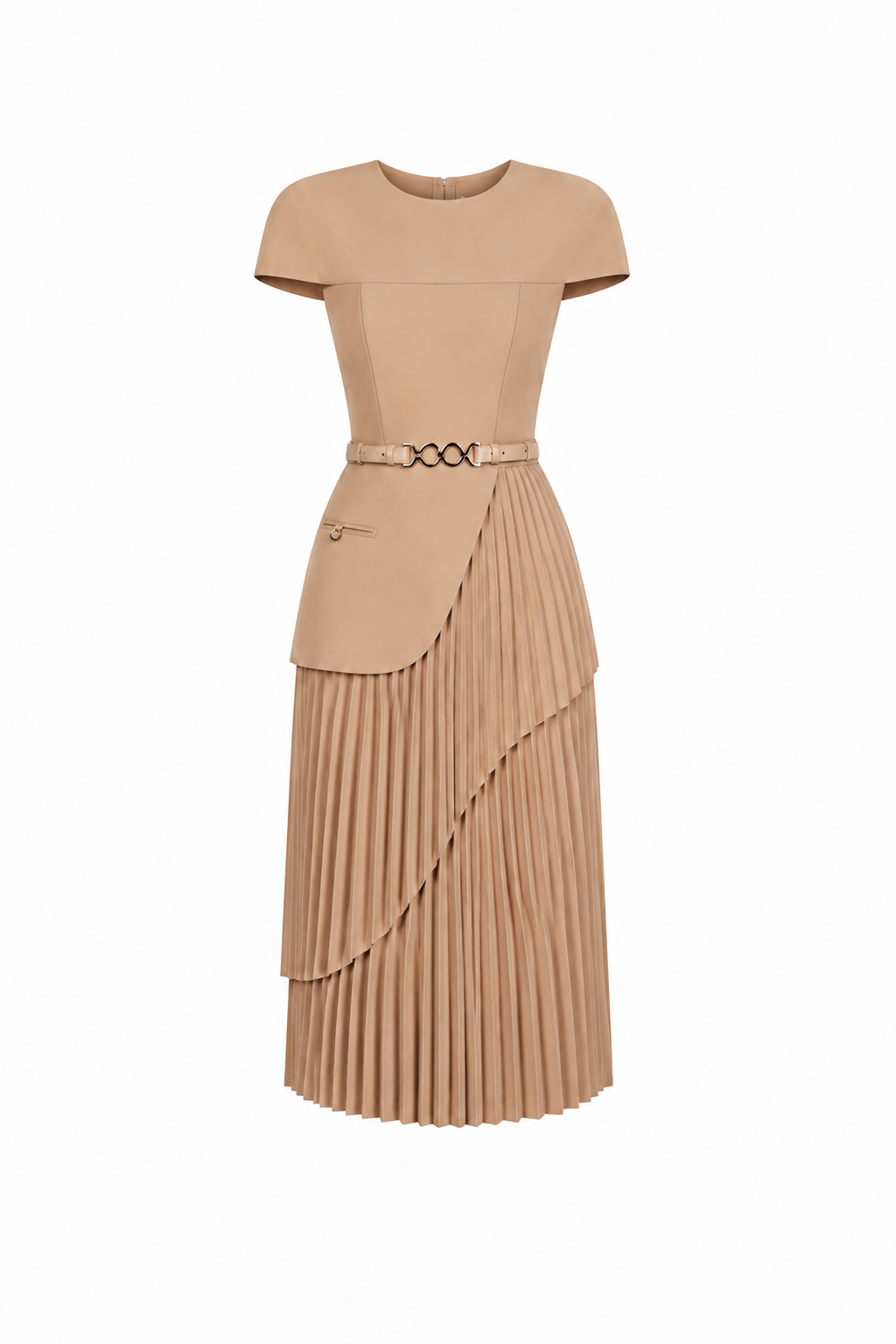 Valli Peplum Pleated Dress