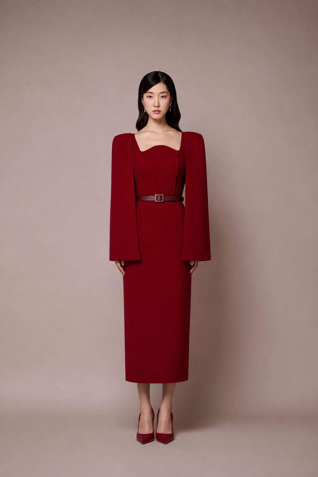 Iris Caped Sleeves Pencil Dress