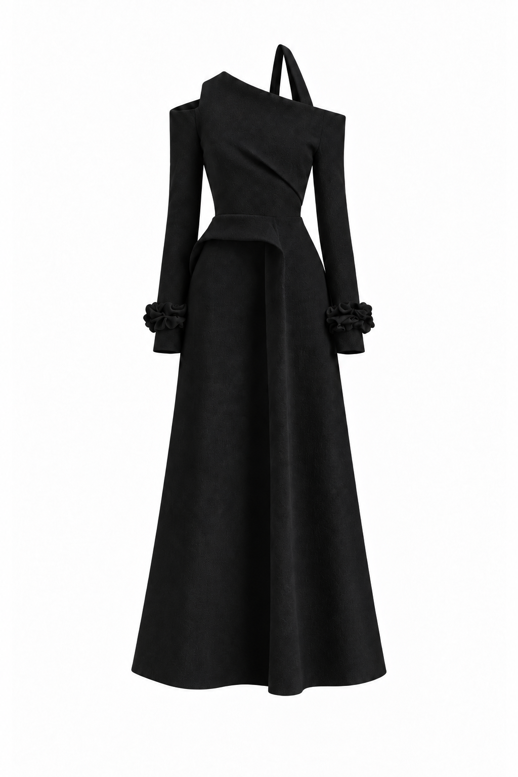 Aura Draped Midi in Black
