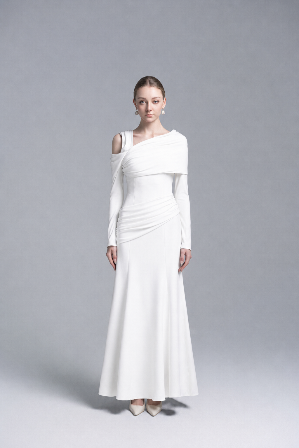 Twisted Shoulder Midi Dress