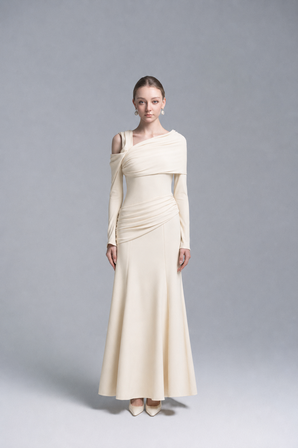Twisted Shoulder Midi Dress