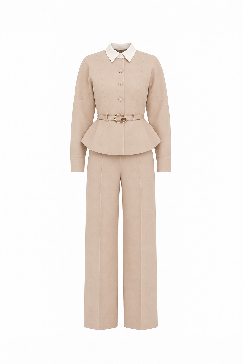 Quilted Structure Set with Wide-leg Trousers