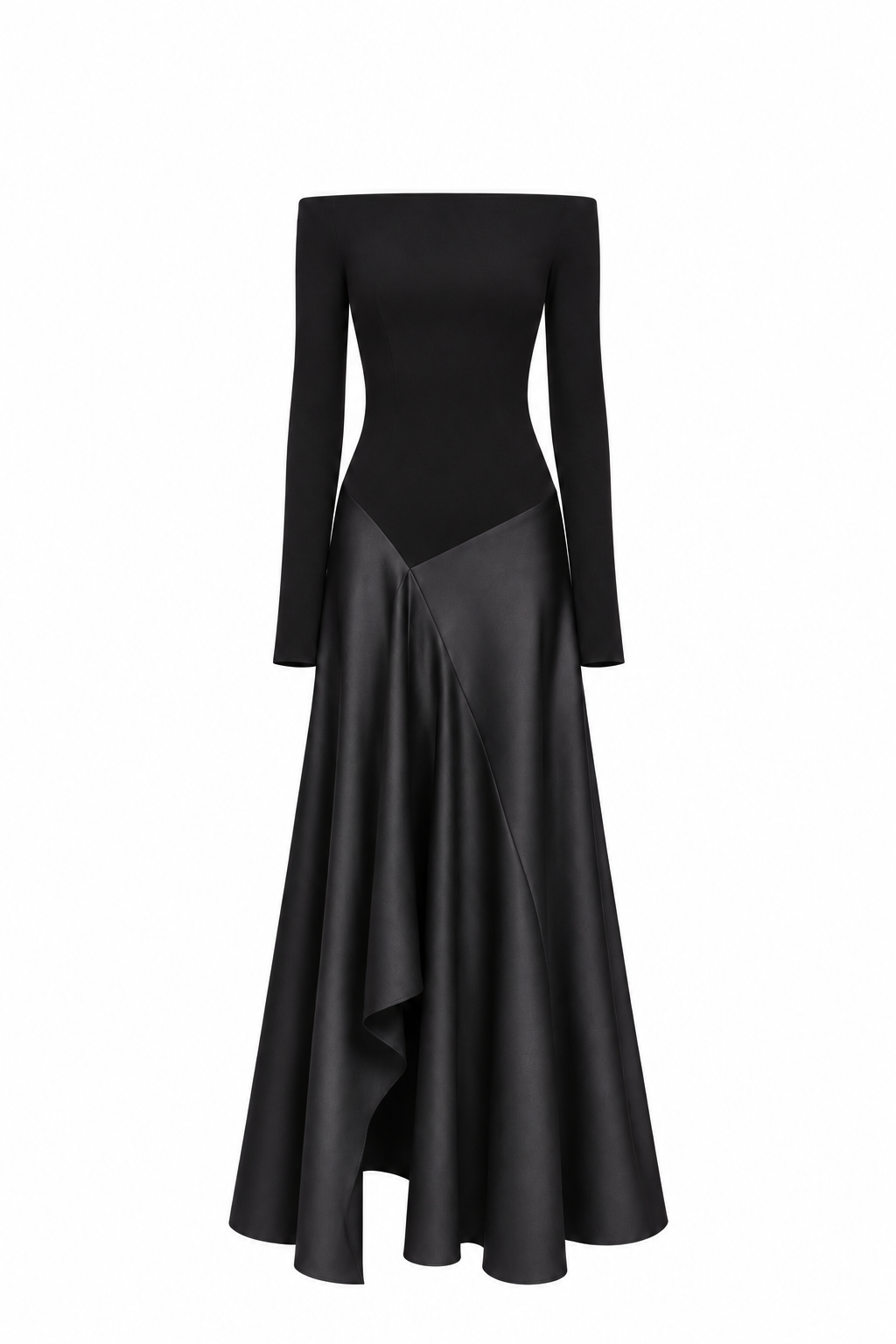 Asymmetric Off-Shoulder A-Line Midi