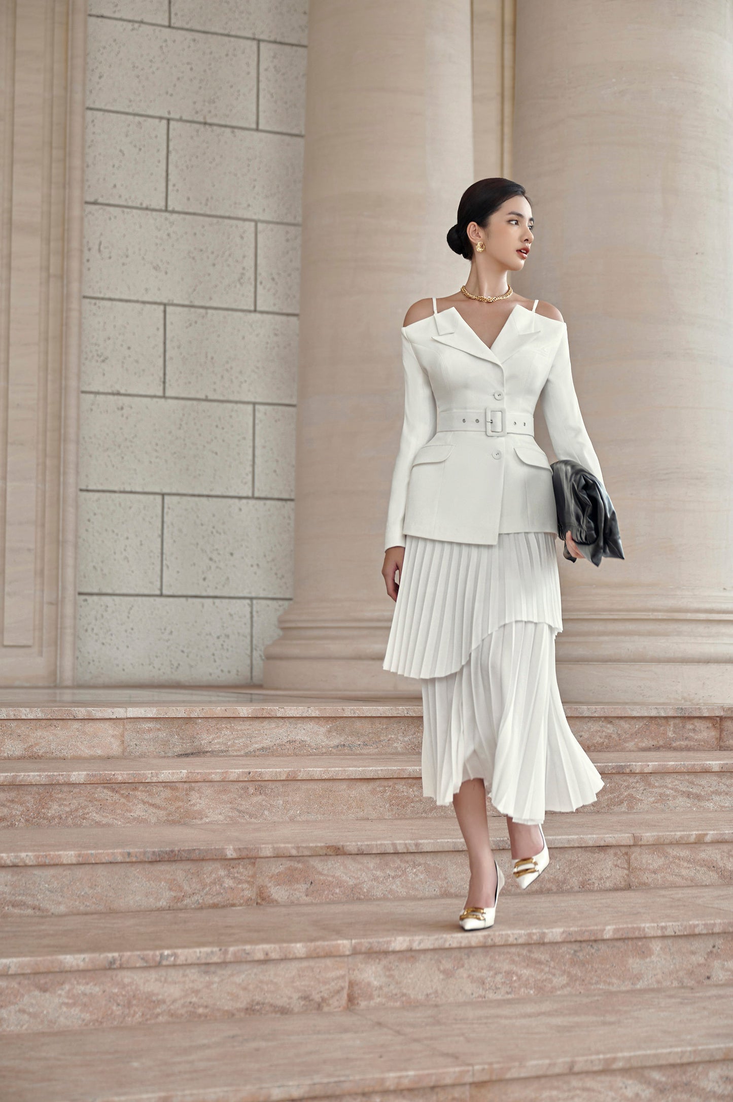 Elodie White Off-shoulder Set Design
