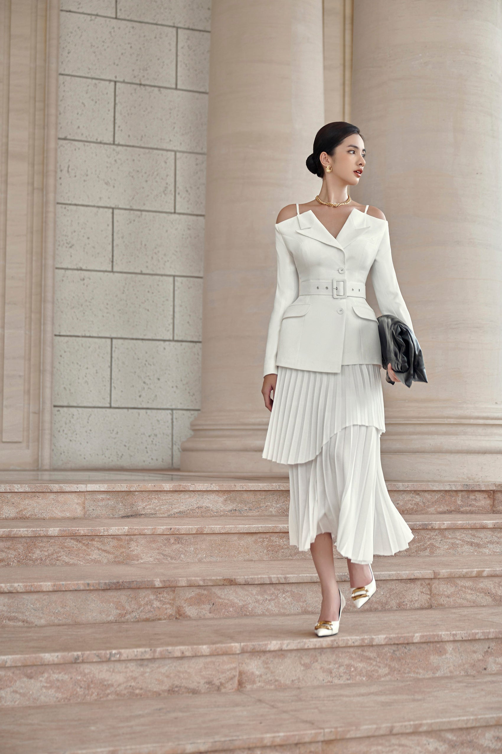 Elodie White Off-shoulder Set Design