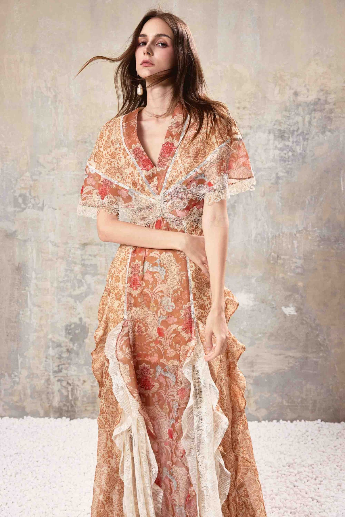 Baroque Lace Maxi Dress
