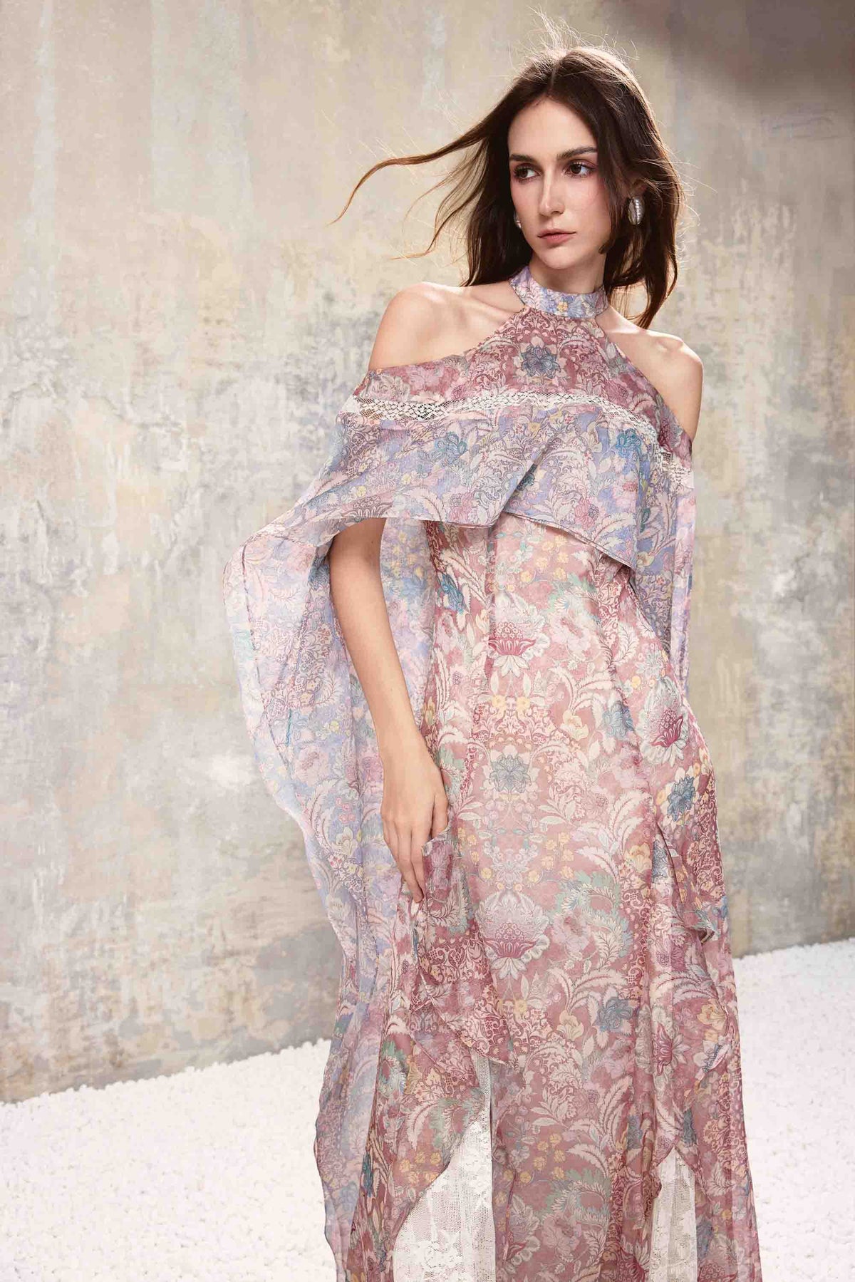 Baroque Halter Maxi Dress