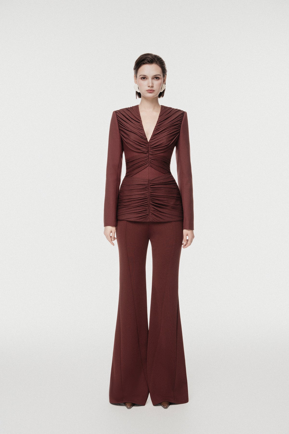 Rum Draped-Waist Tailored Set