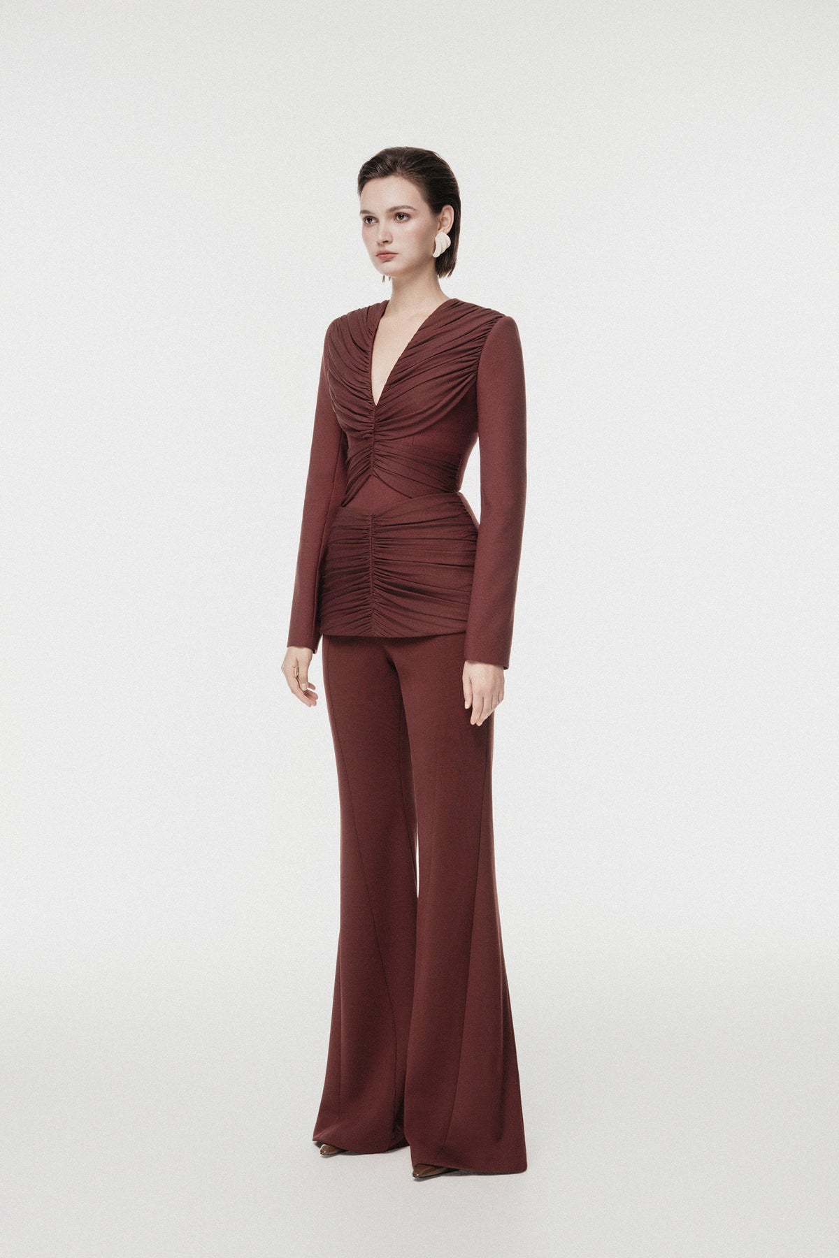 Rum Draped-Waist Tailored Set
