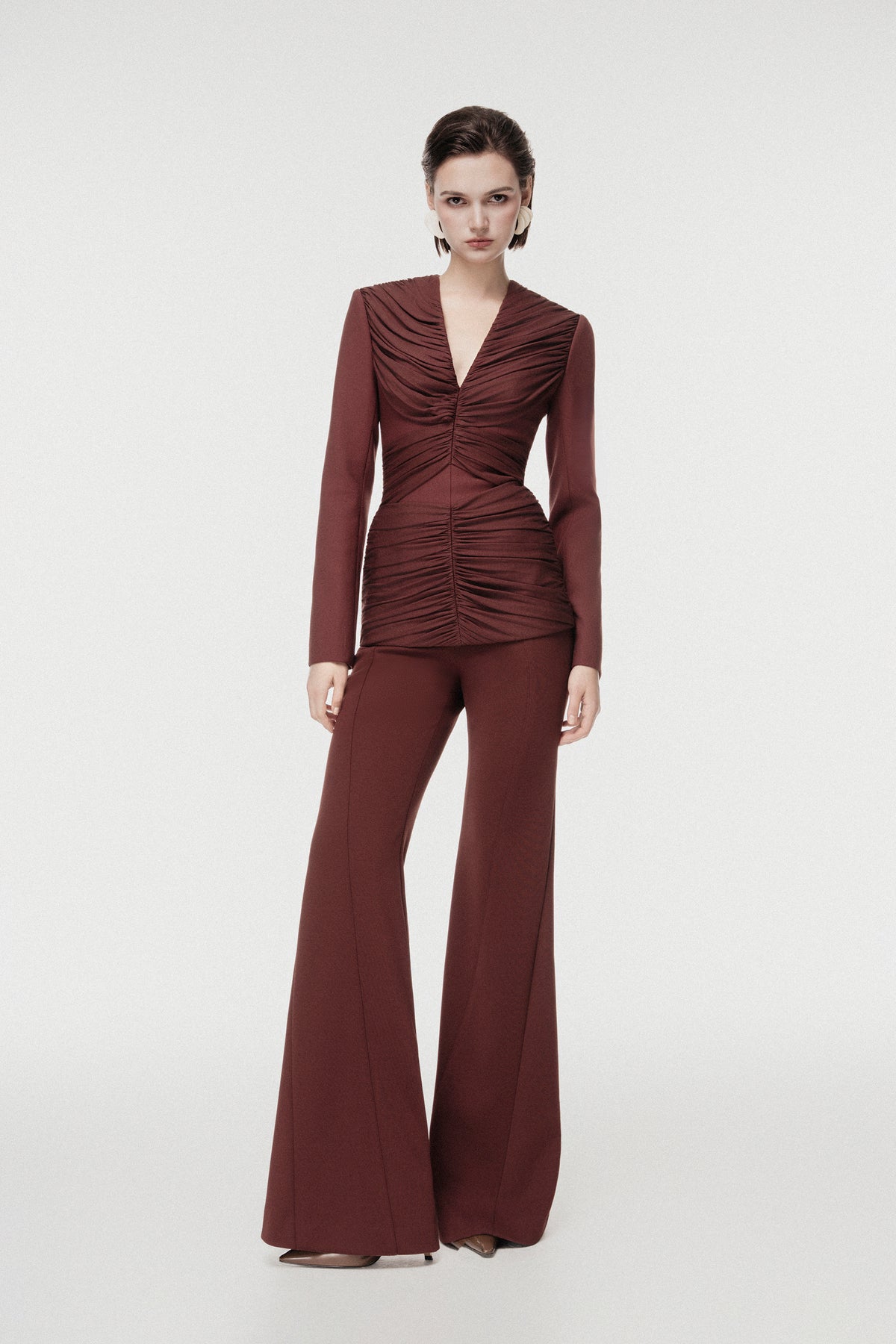 Rum Draped-Waist Tailored Set