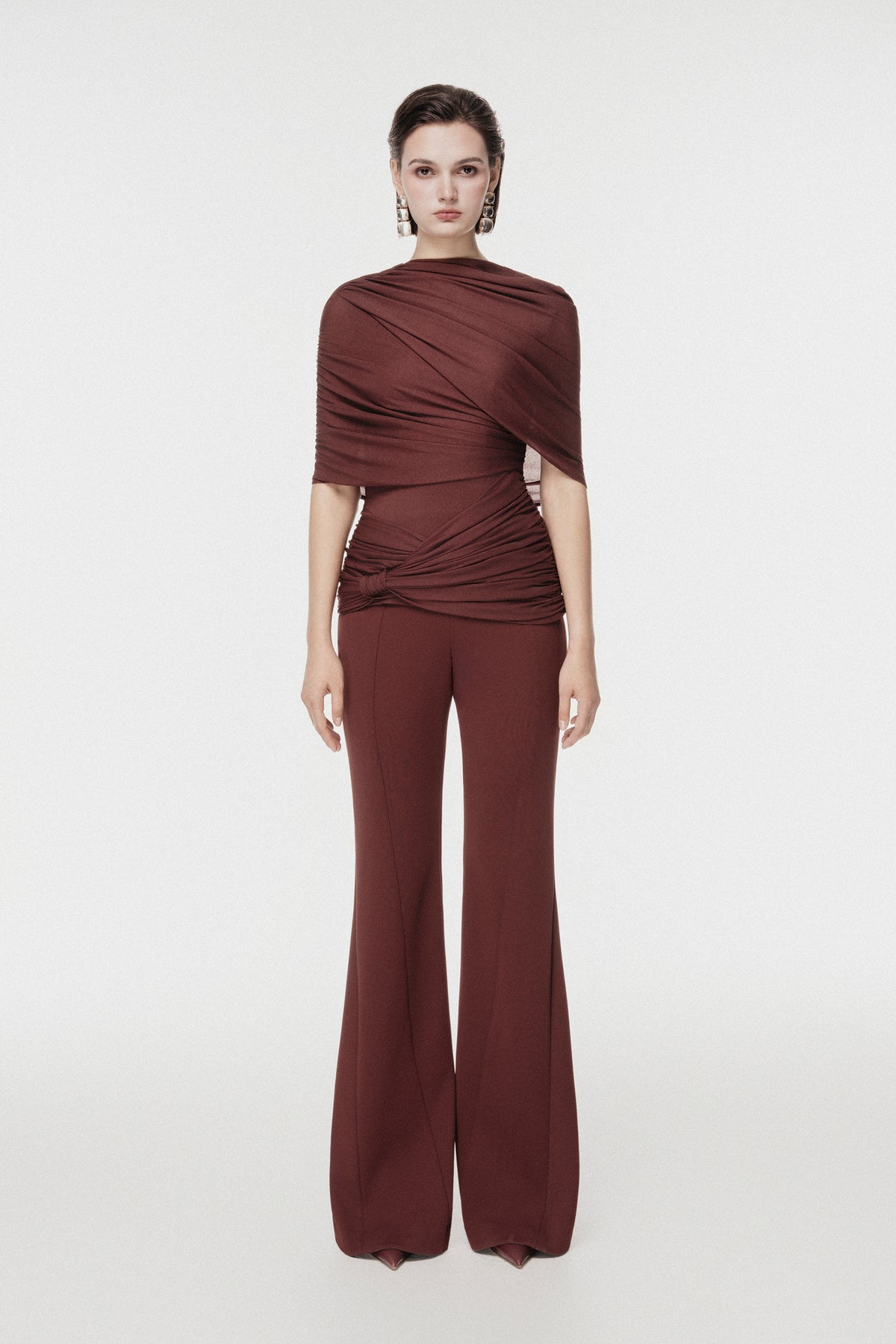 Rum Asymmetric Draped Set Design