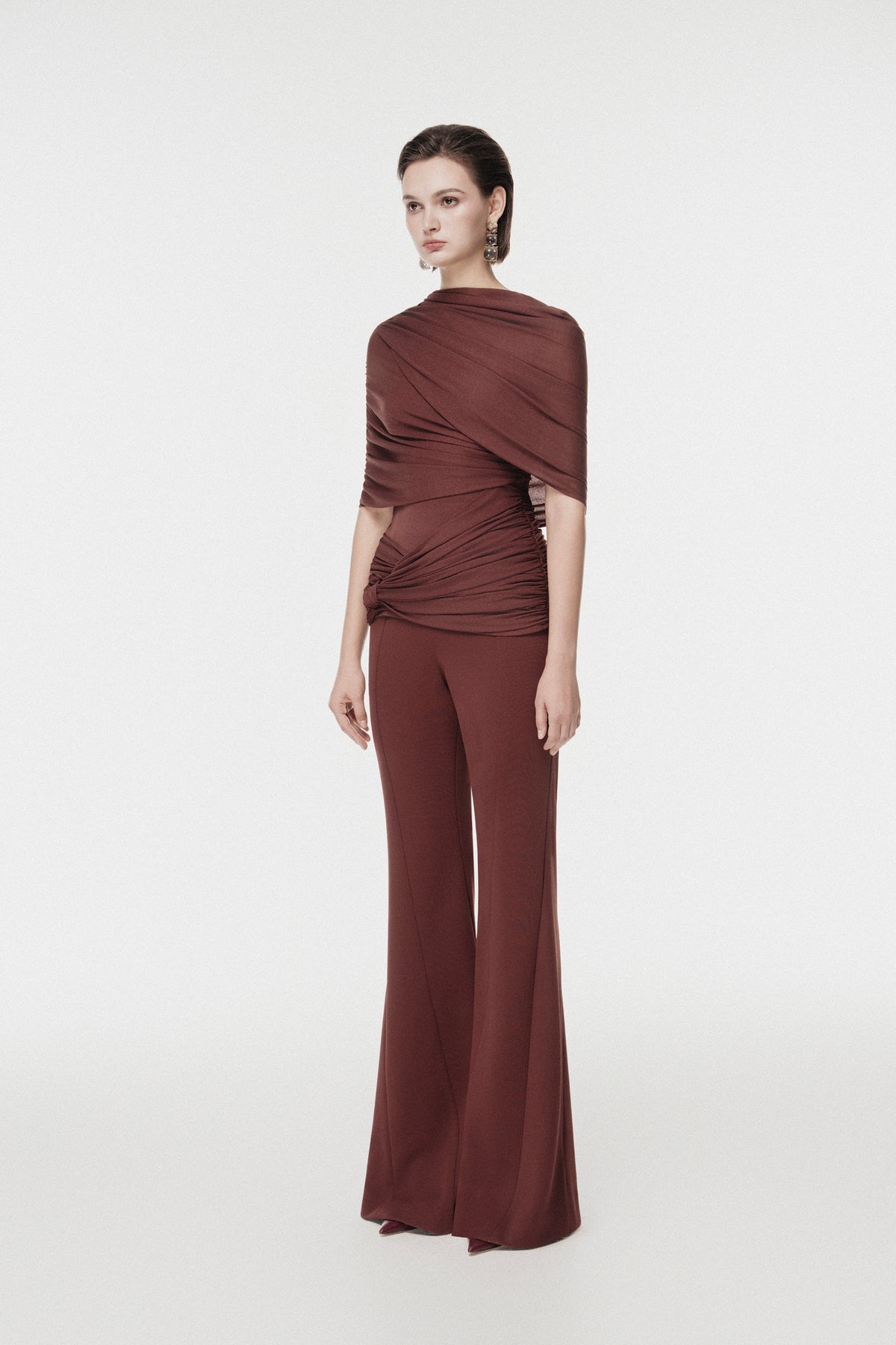 Rum Asymmetric Draped Set Design