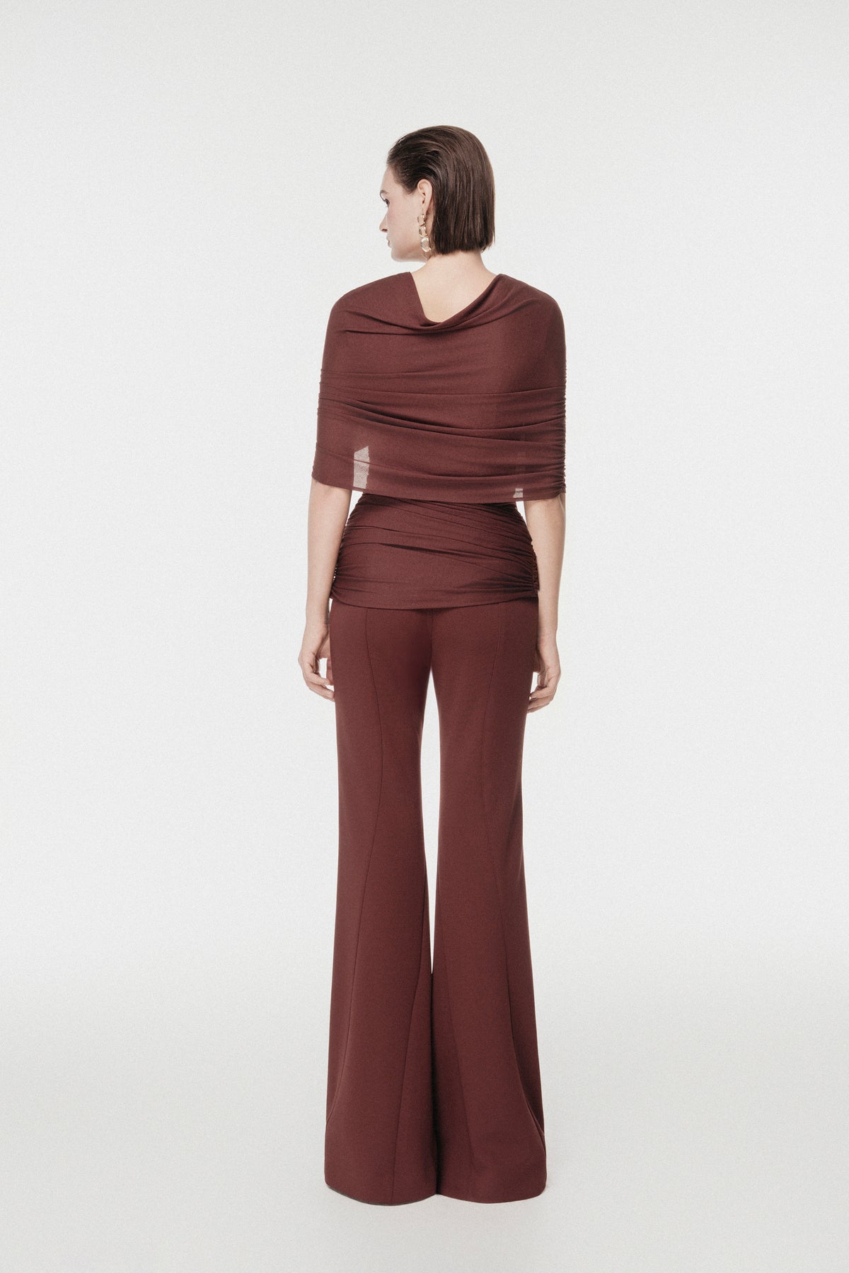 Rum Asymmetric Draped Set Design