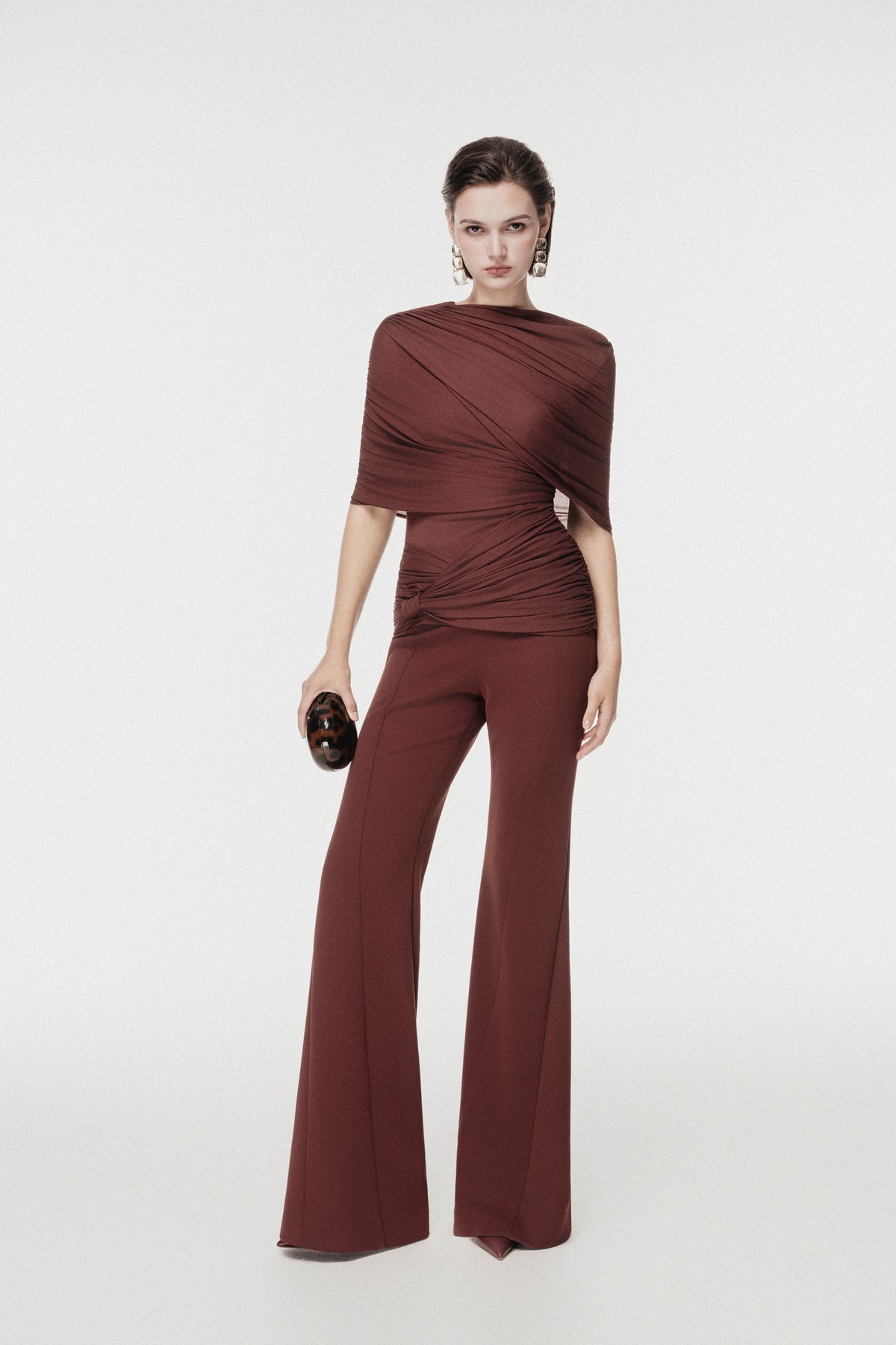 Rum Asymmetric Draped Set Design