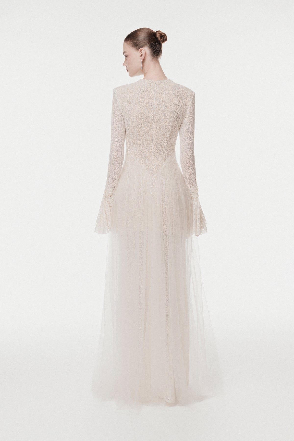 High-Neck Draped Hip Evening Gown