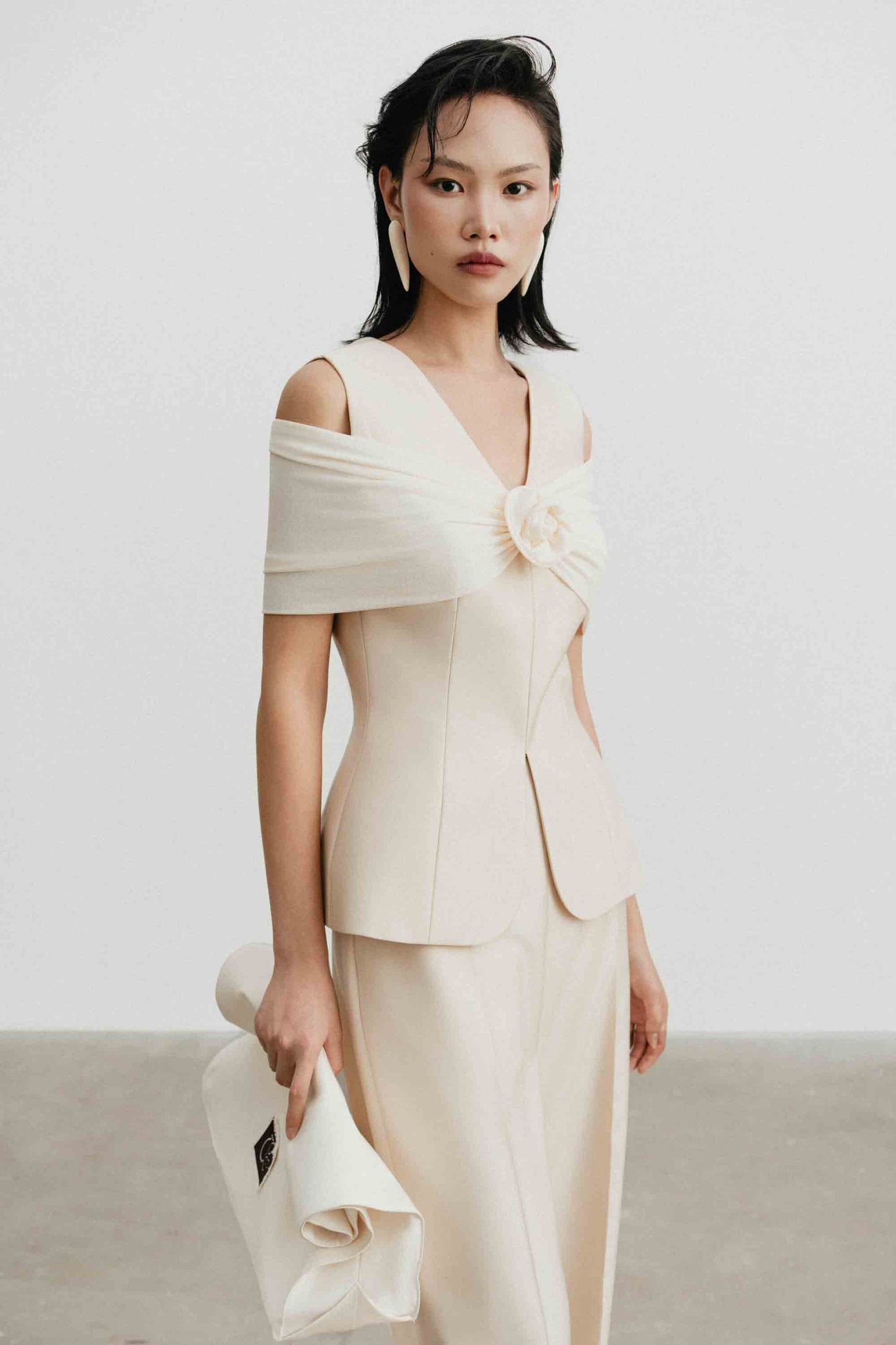 Off-Shoulder Draped Set