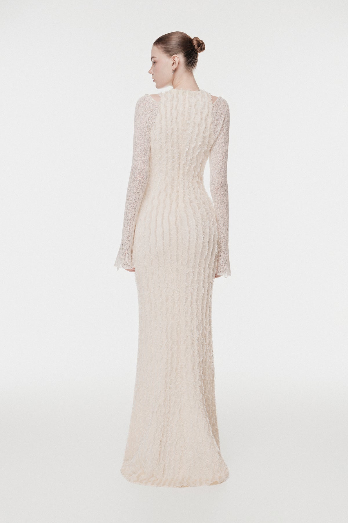 Textured 3D Feather Long Dress