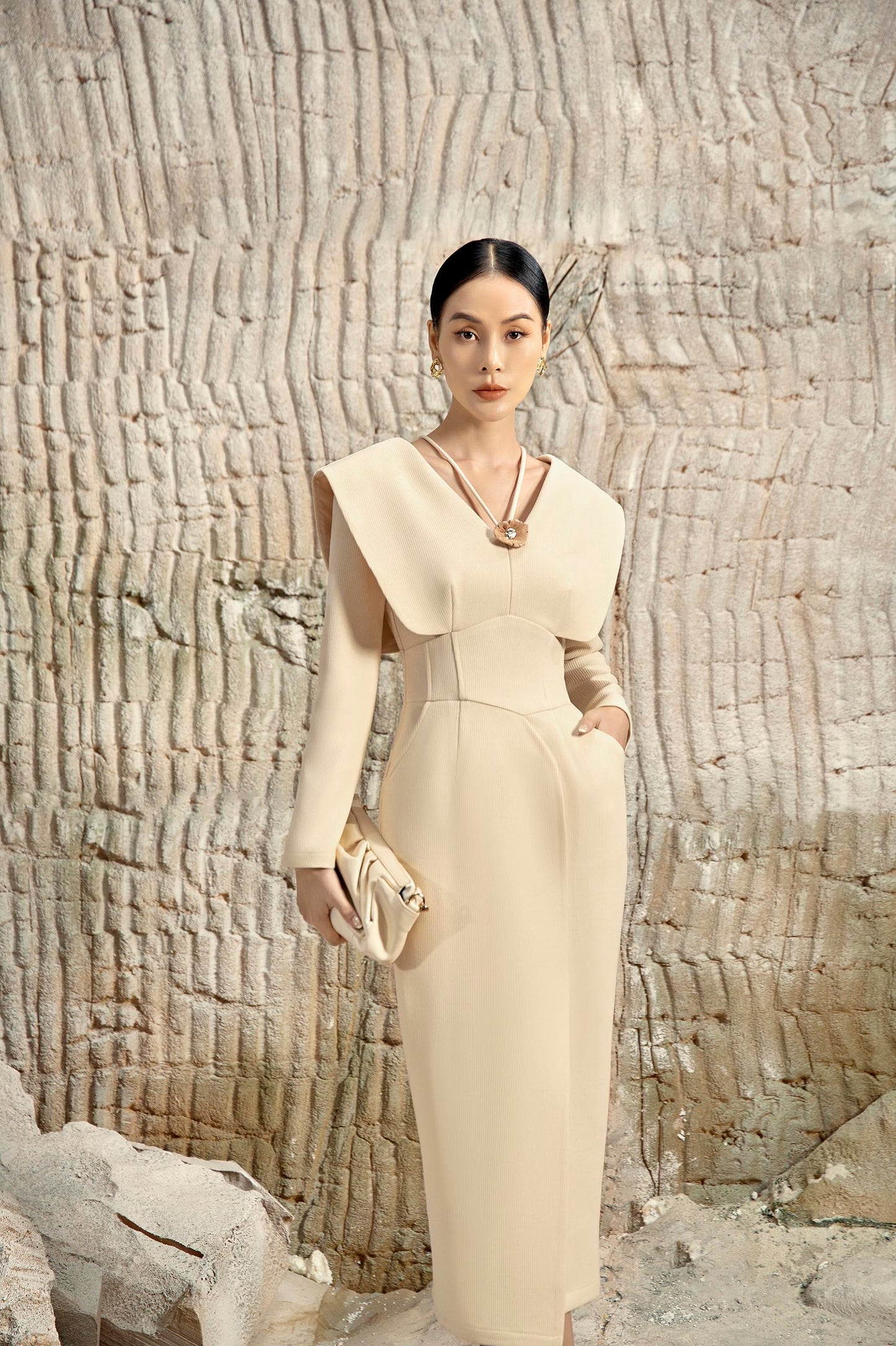 Oriel V-neck Pencil Dress