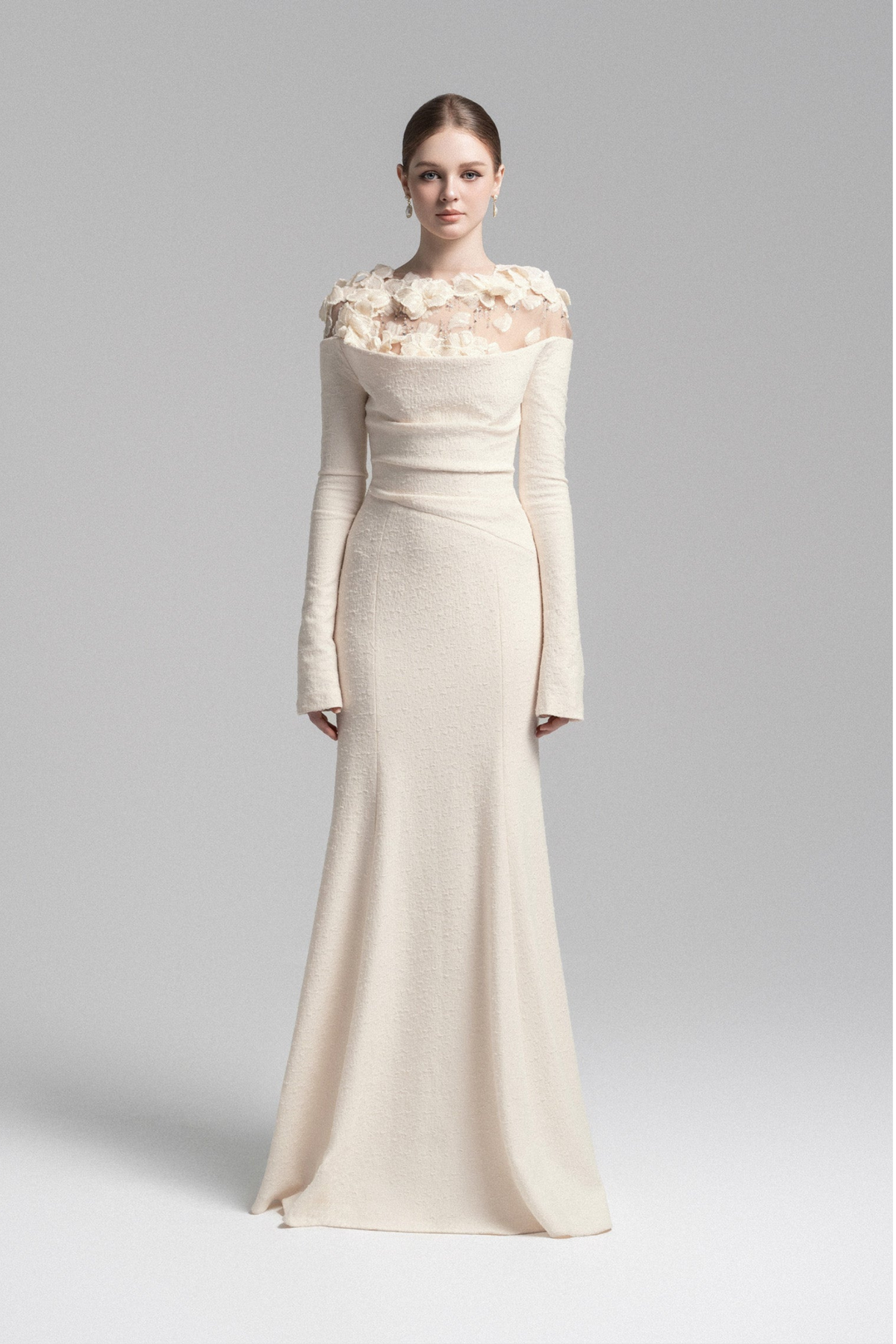 Celestia Draped Crystal Midi Dress