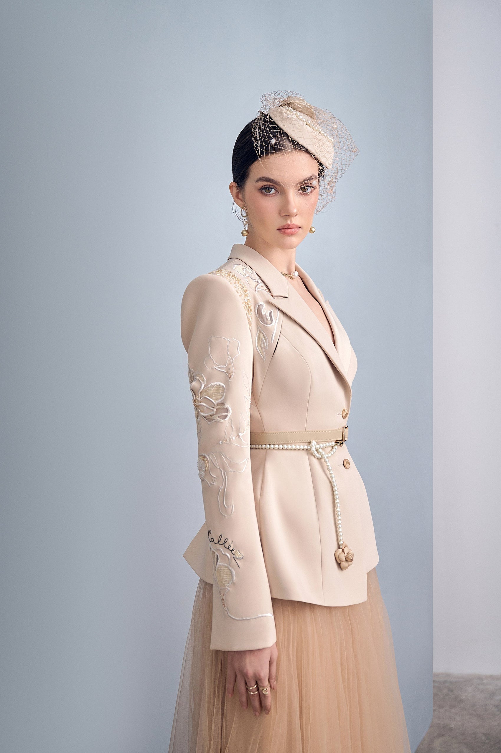 Camel Asymmetrical Lapel Set Design