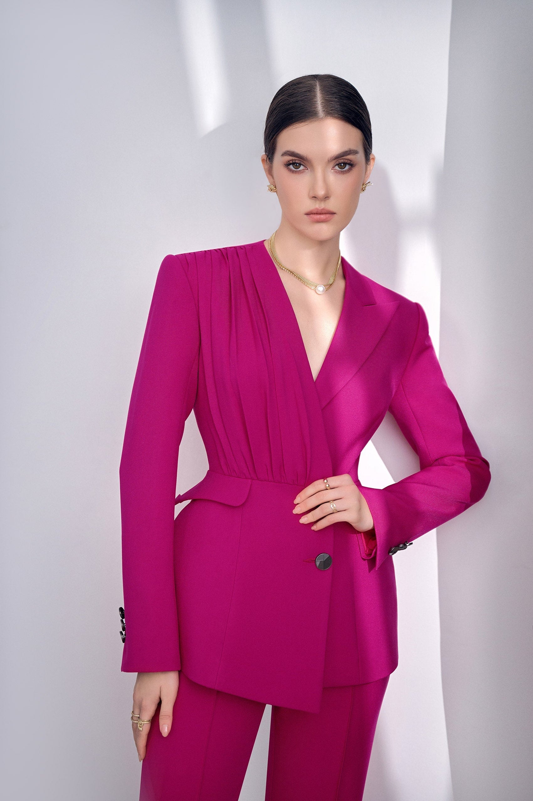 Elia Hot Pink Pleated Set Design
