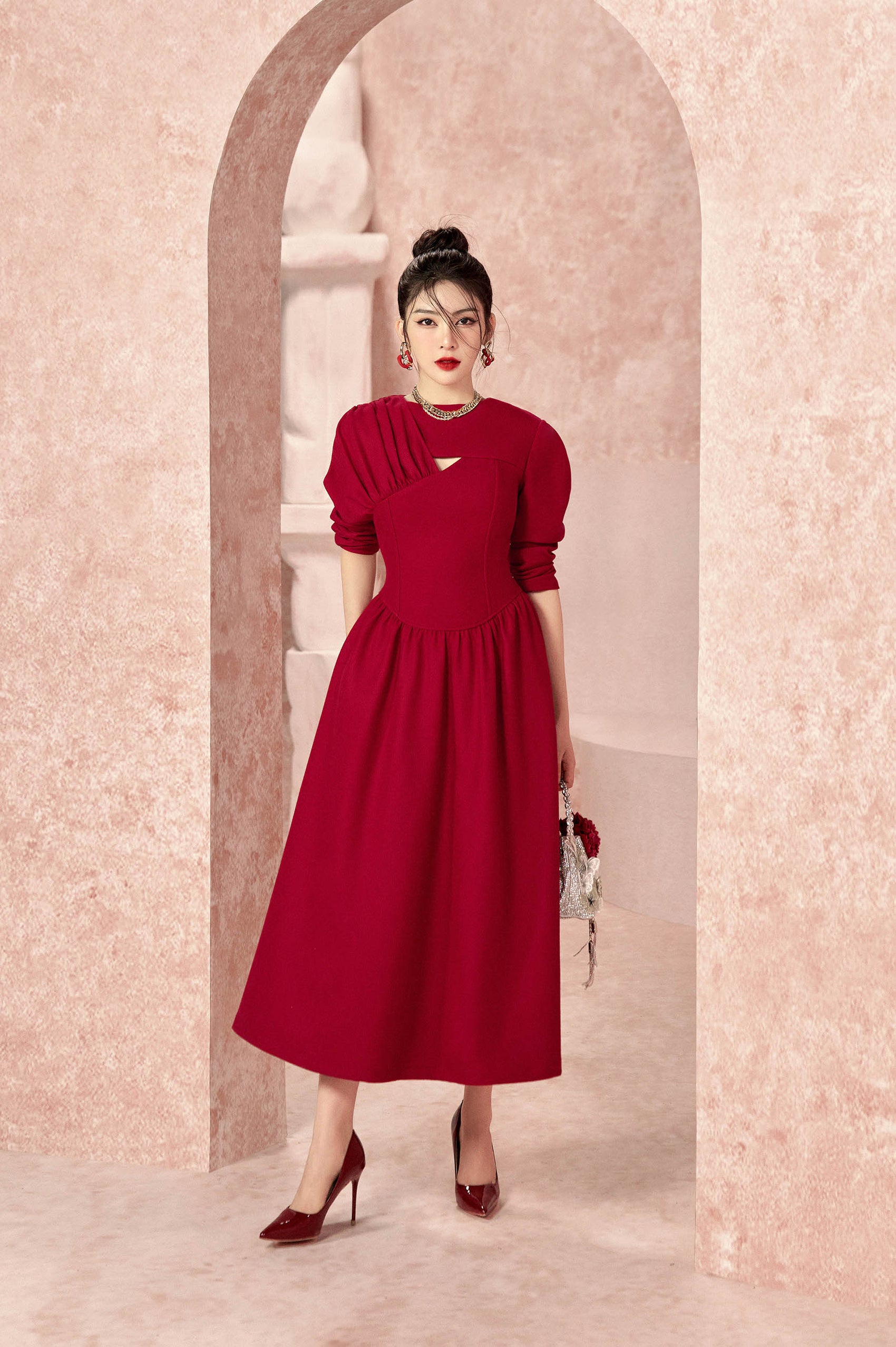 Charming Shoulder Puff Corset Dress