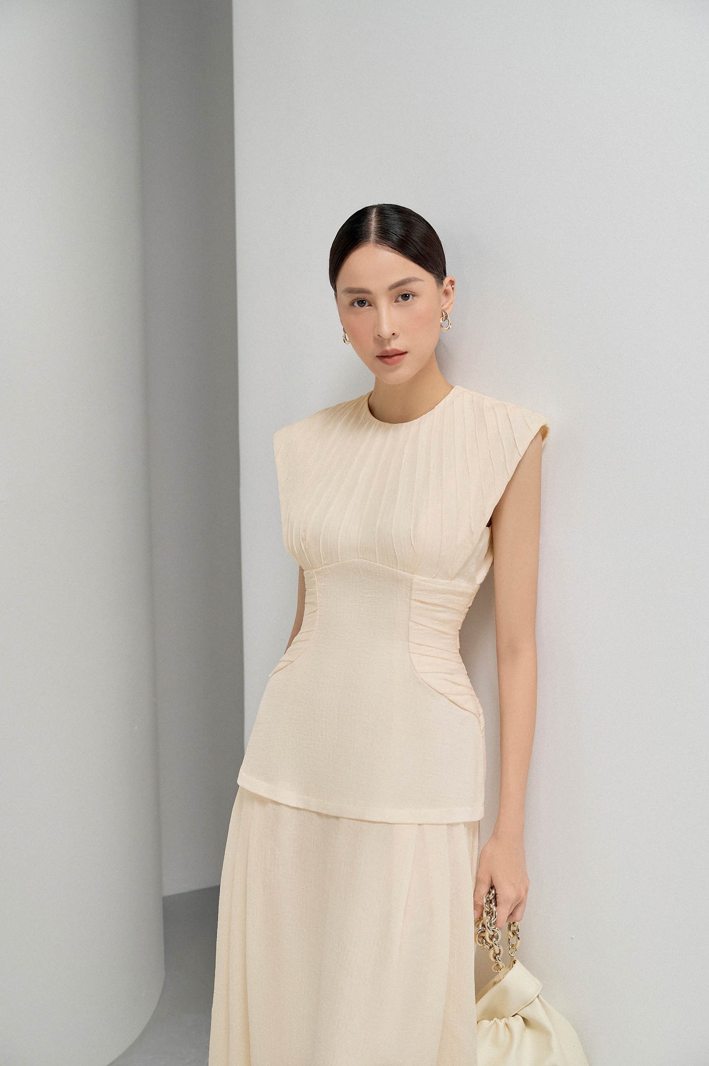 Plated Collar Dress
