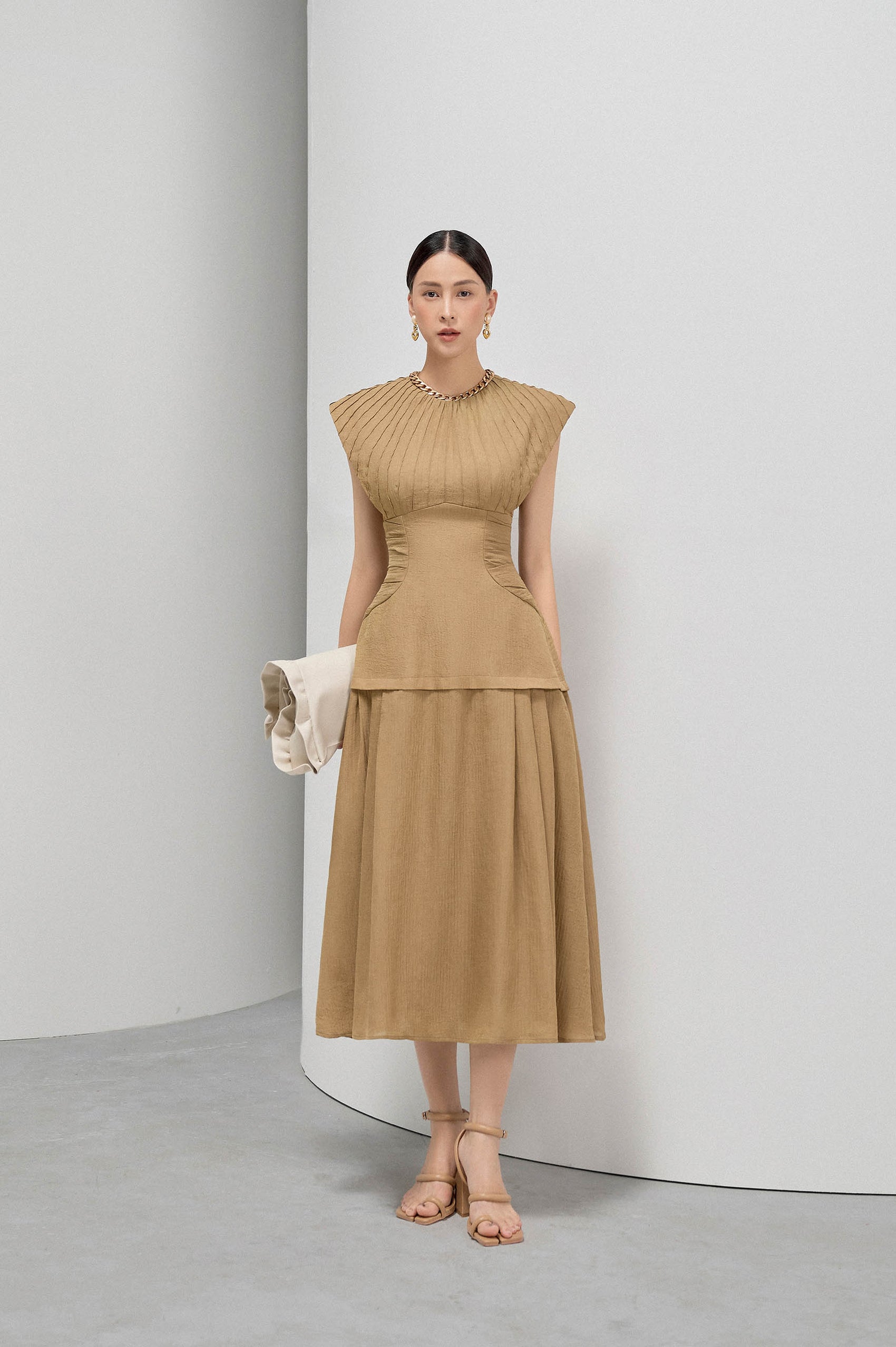 Plated Collar Dress