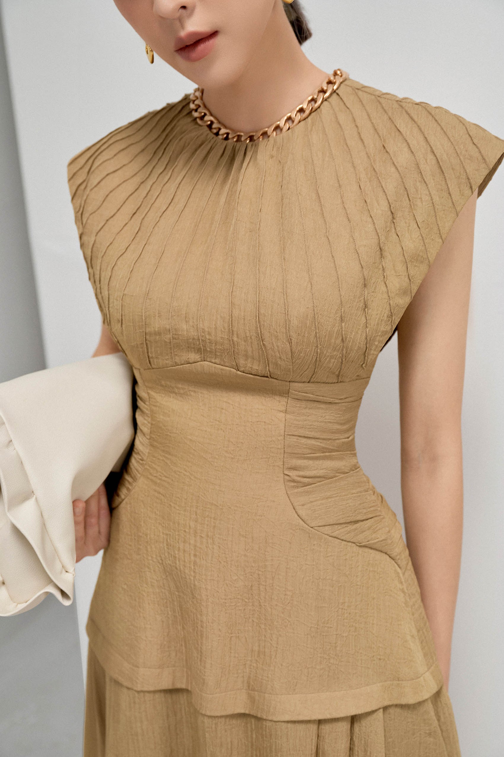 Plated Collar Dress
