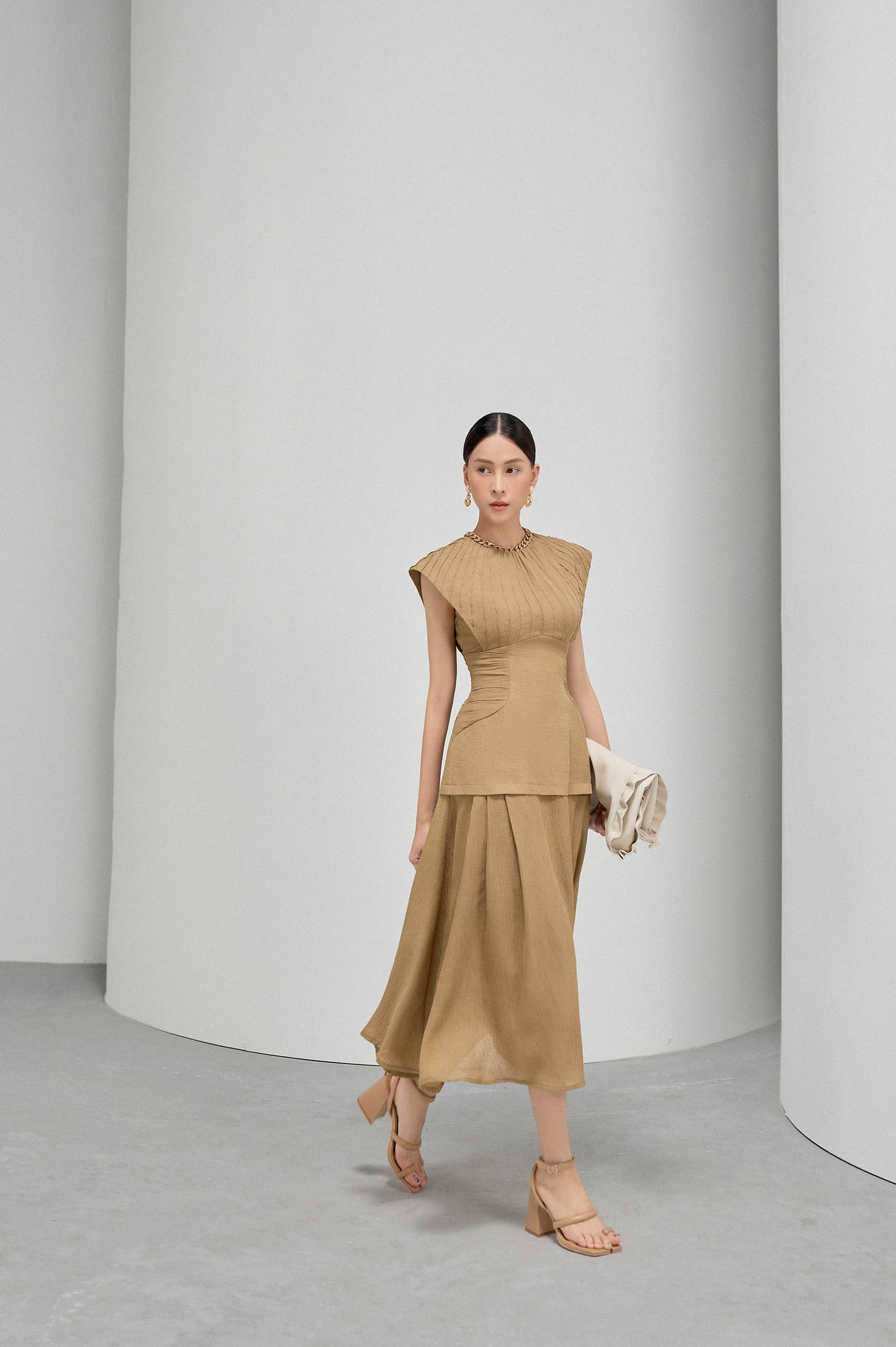 Plated Collar Dress
