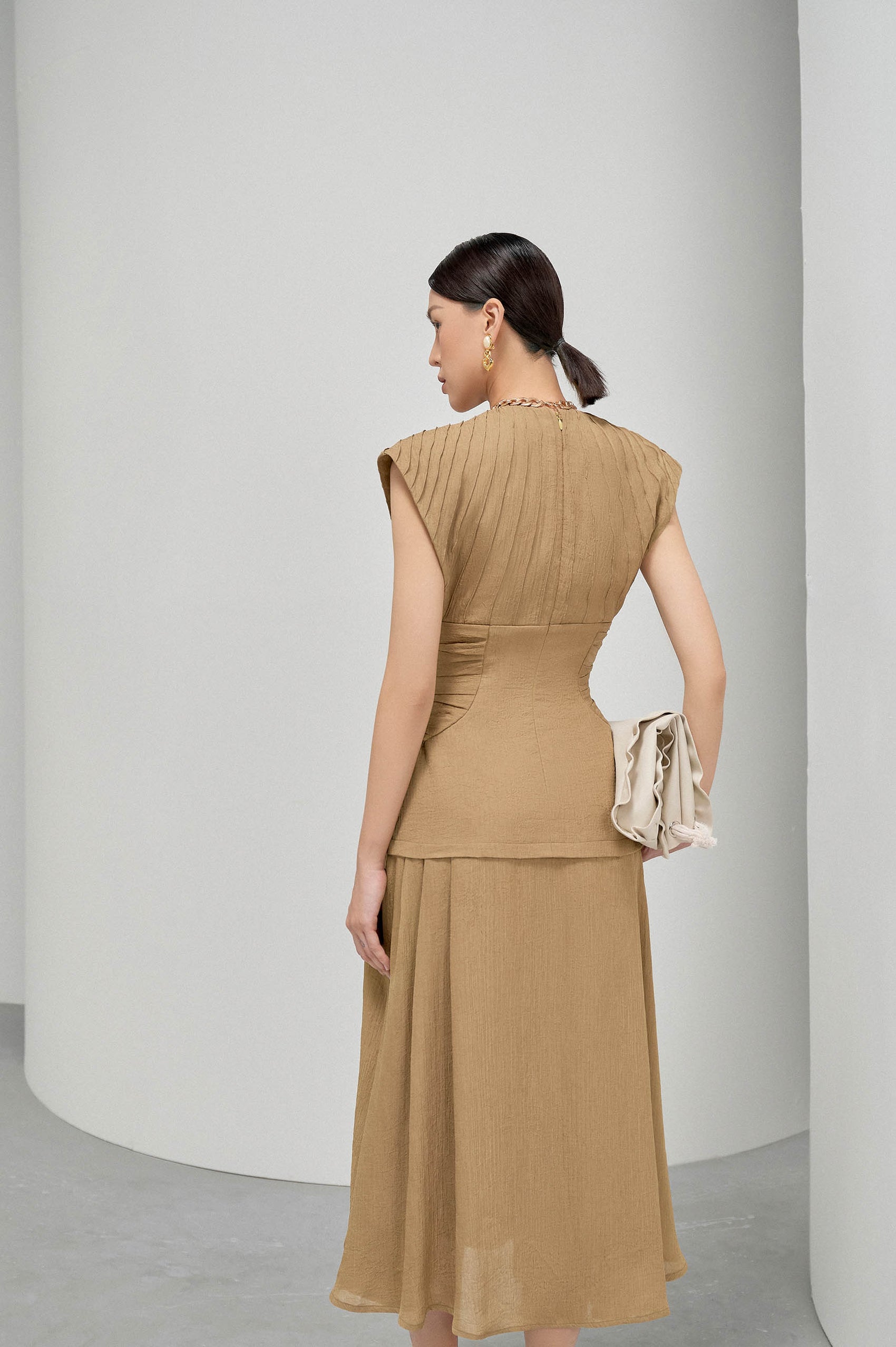 Plated Collar Dress