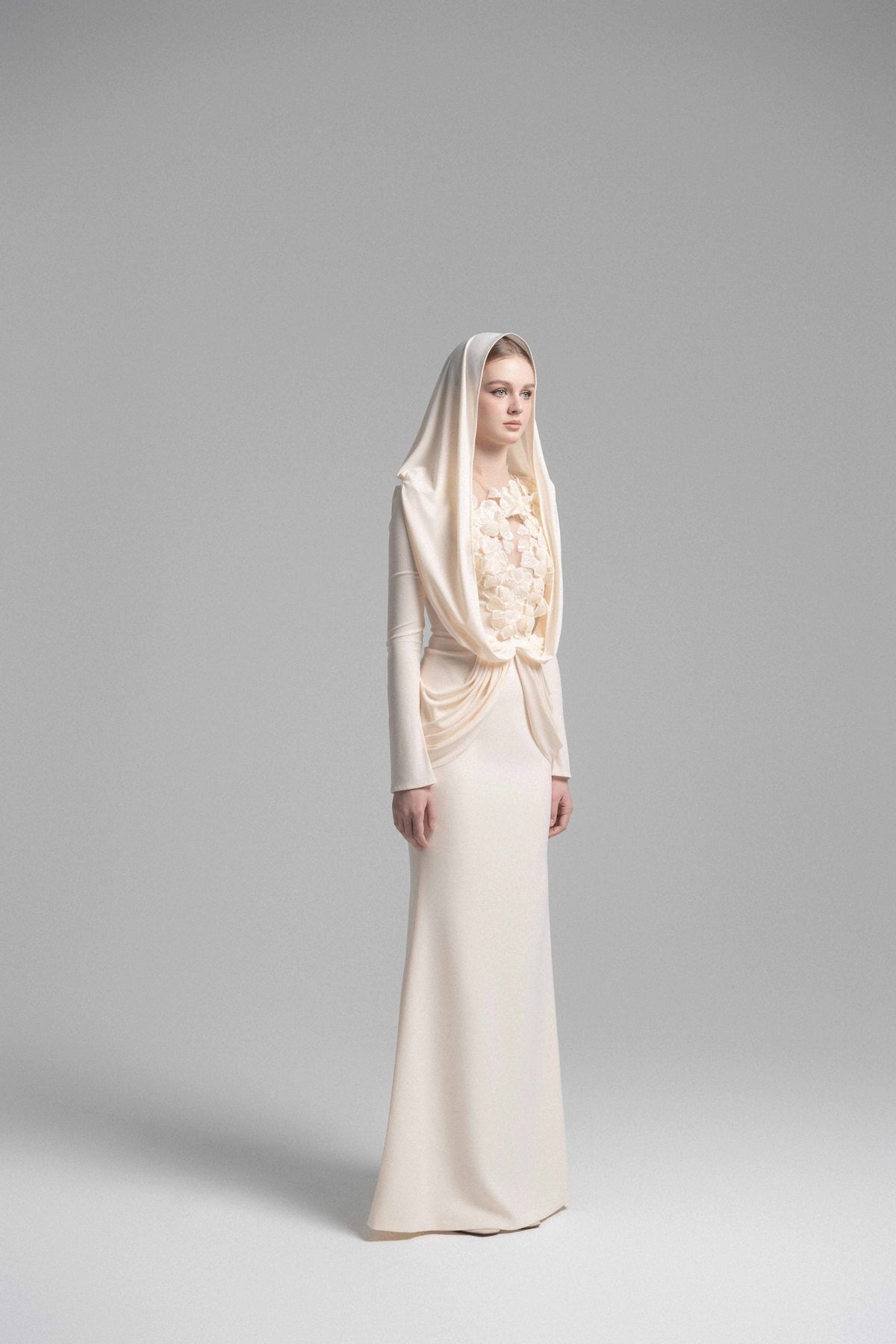 Mystique Hooded Lace Evening Gown image 1