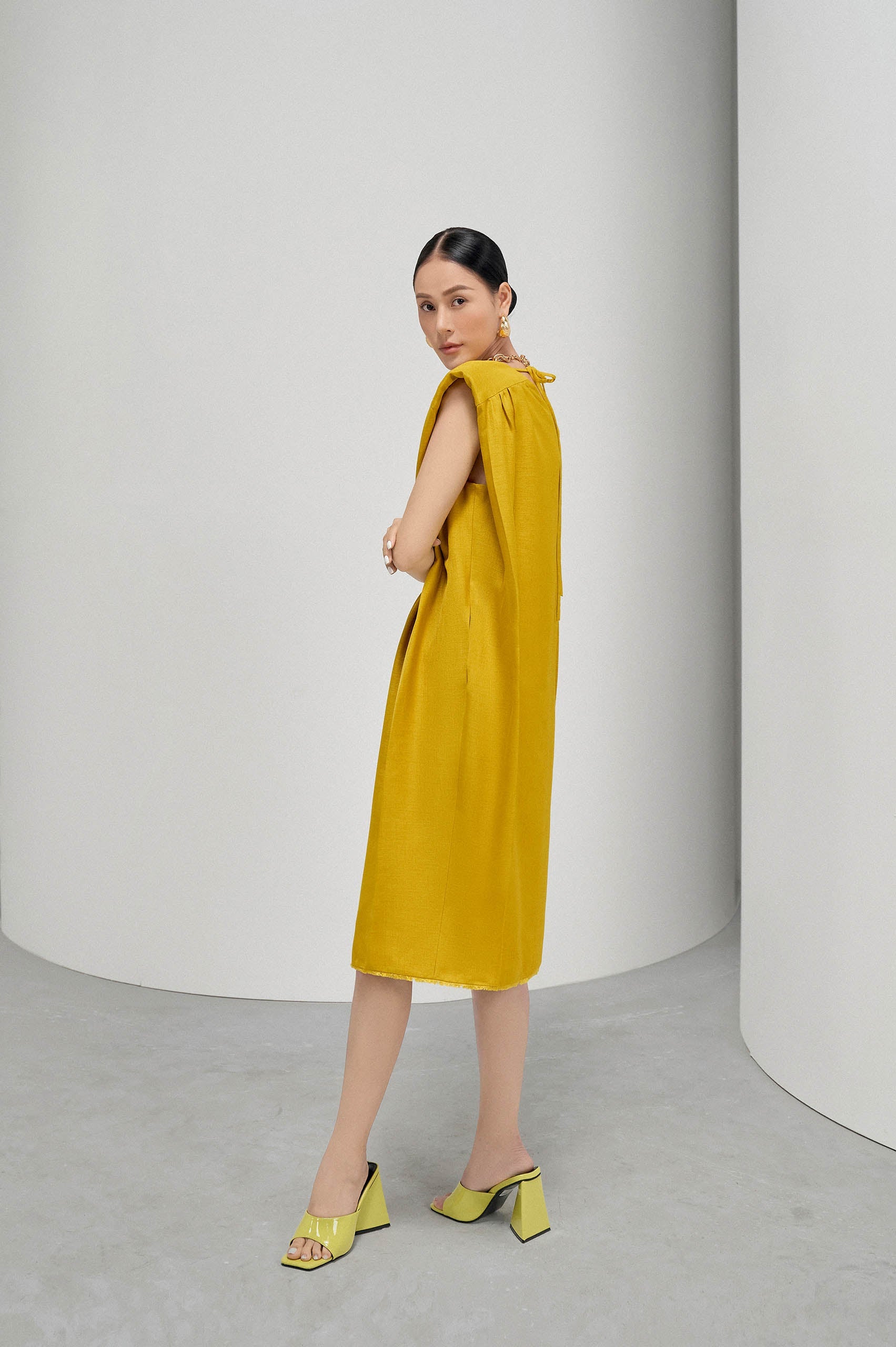 V-neck Square Shoulder Dress image 1