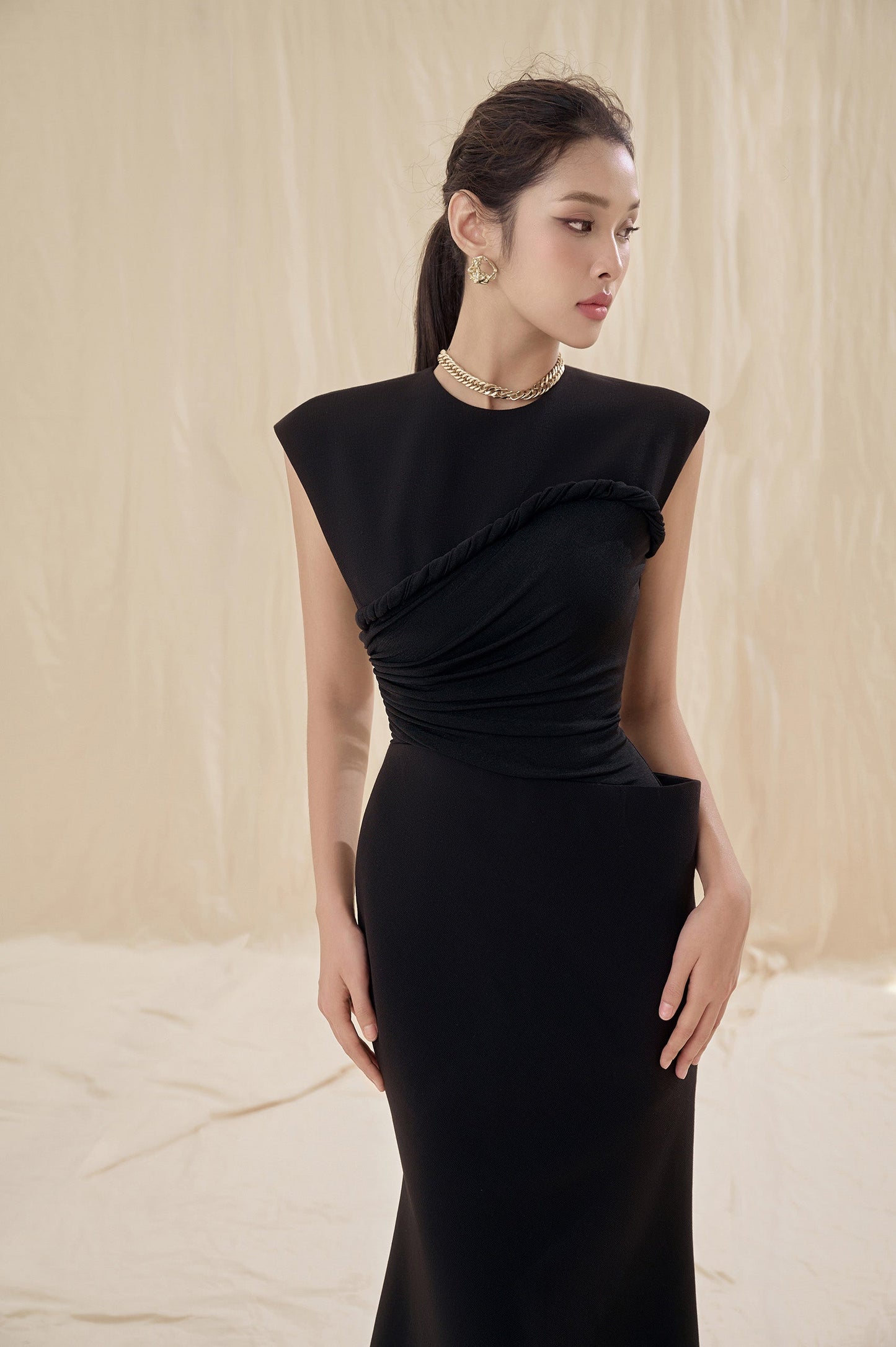 Paola Black Twisted Dress image 3