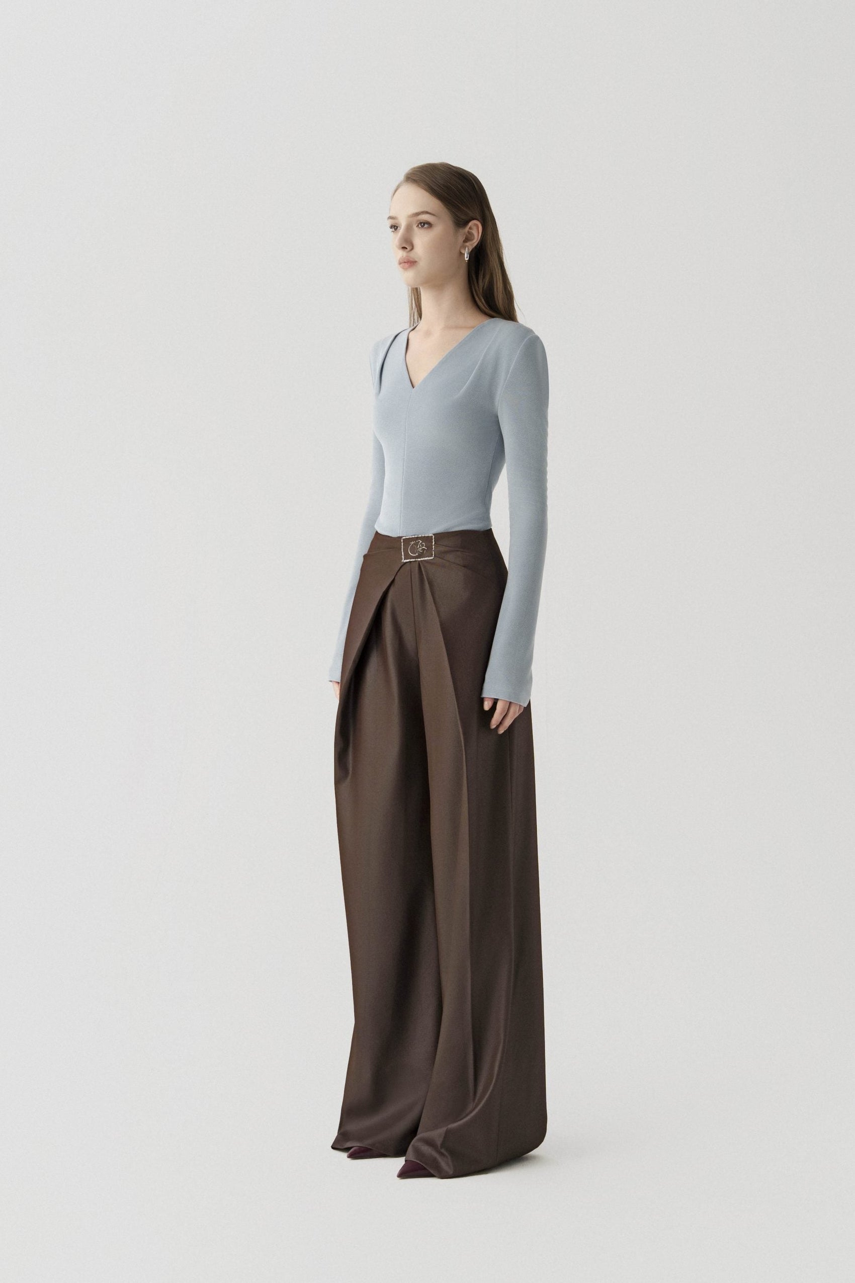 Double Knit Crepe Top in Sky Blue image 1
