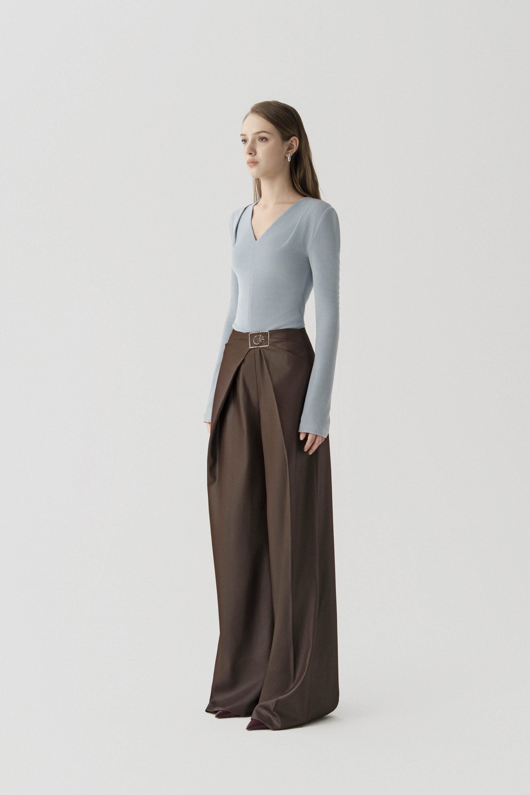 Double Knit Crepe Top in Sky Blue image 1