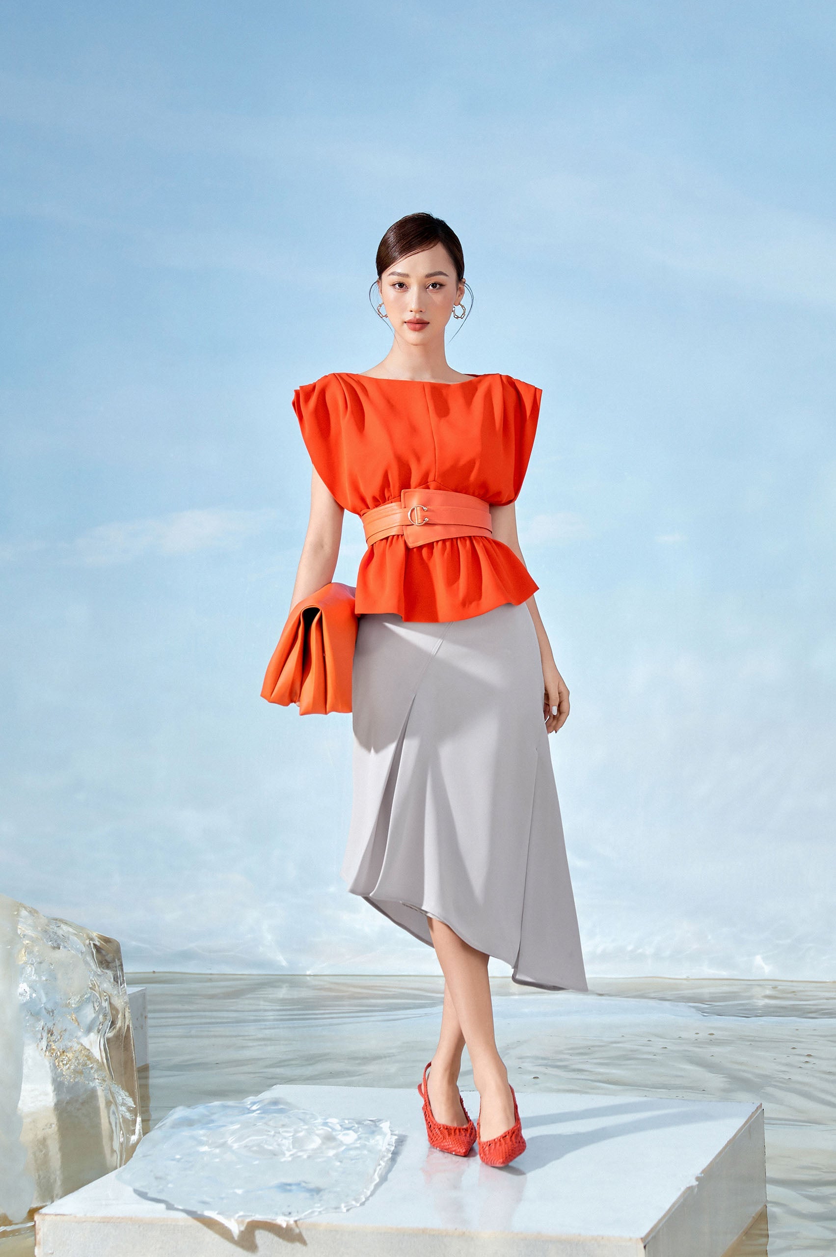 Cream Lopsided Skirt image 0