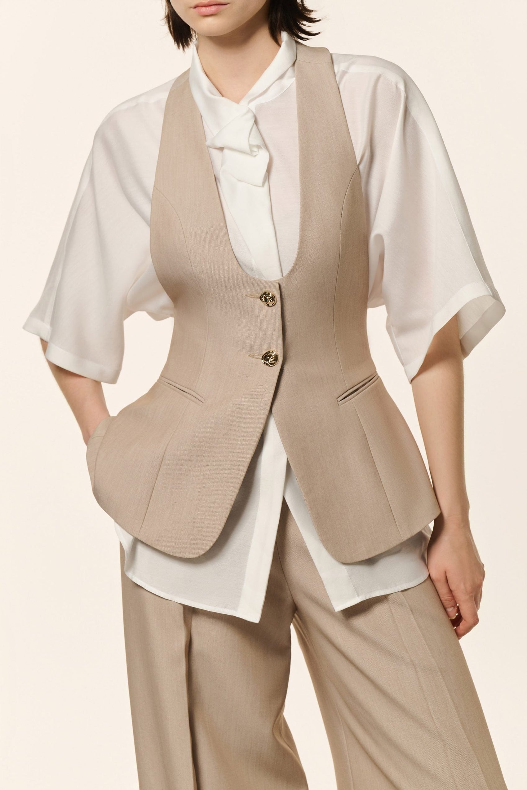 Ease Gilet in Almond Milk image 4