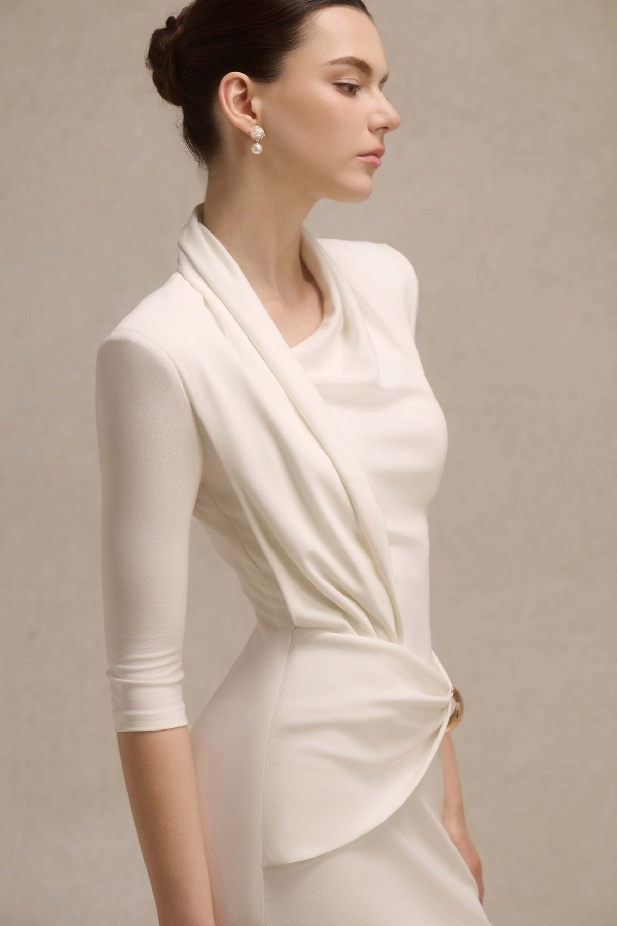 Astra Draped Midi in Ivory image 2