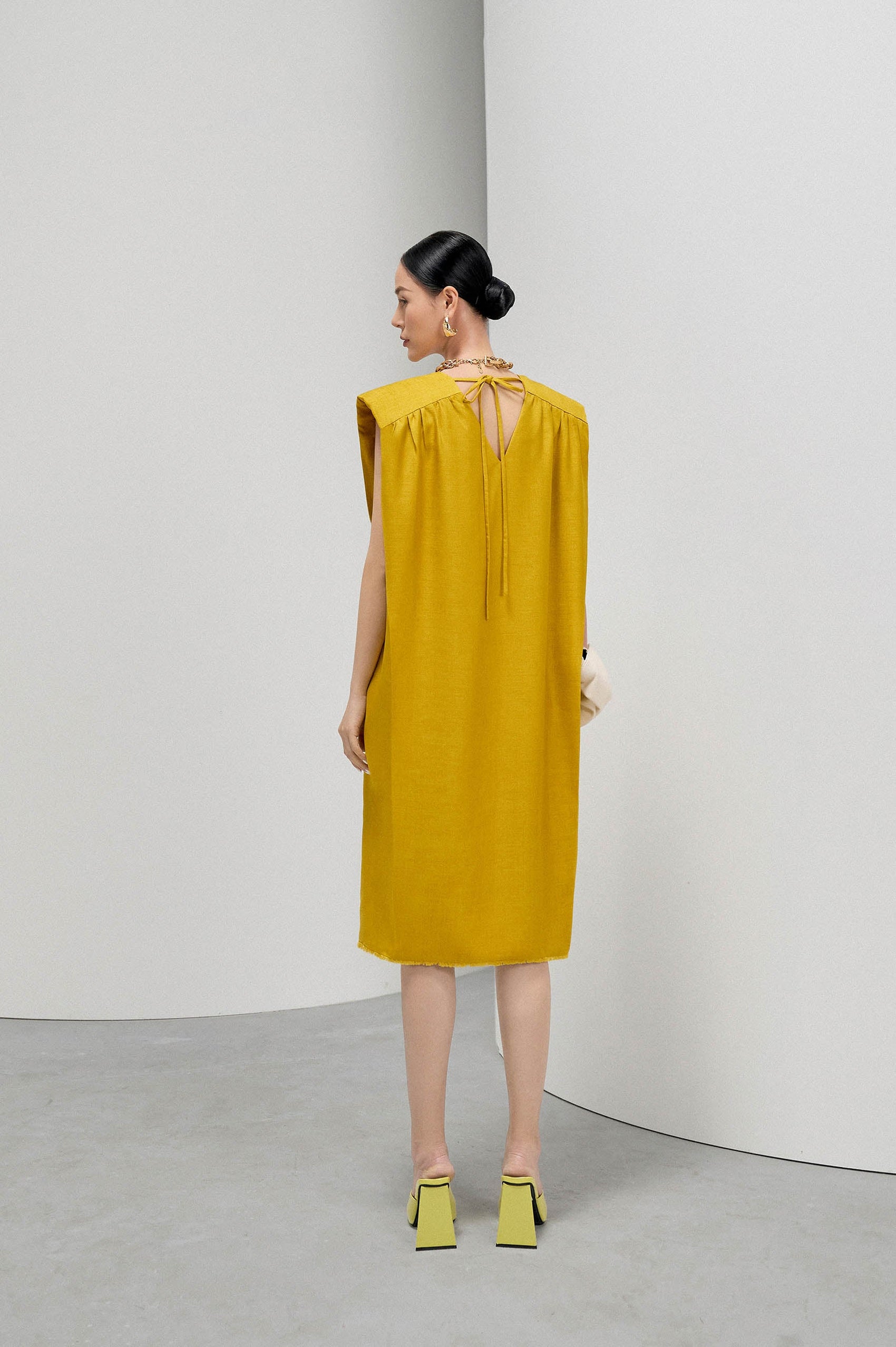 V-neck Square Shoulder Dress image 2