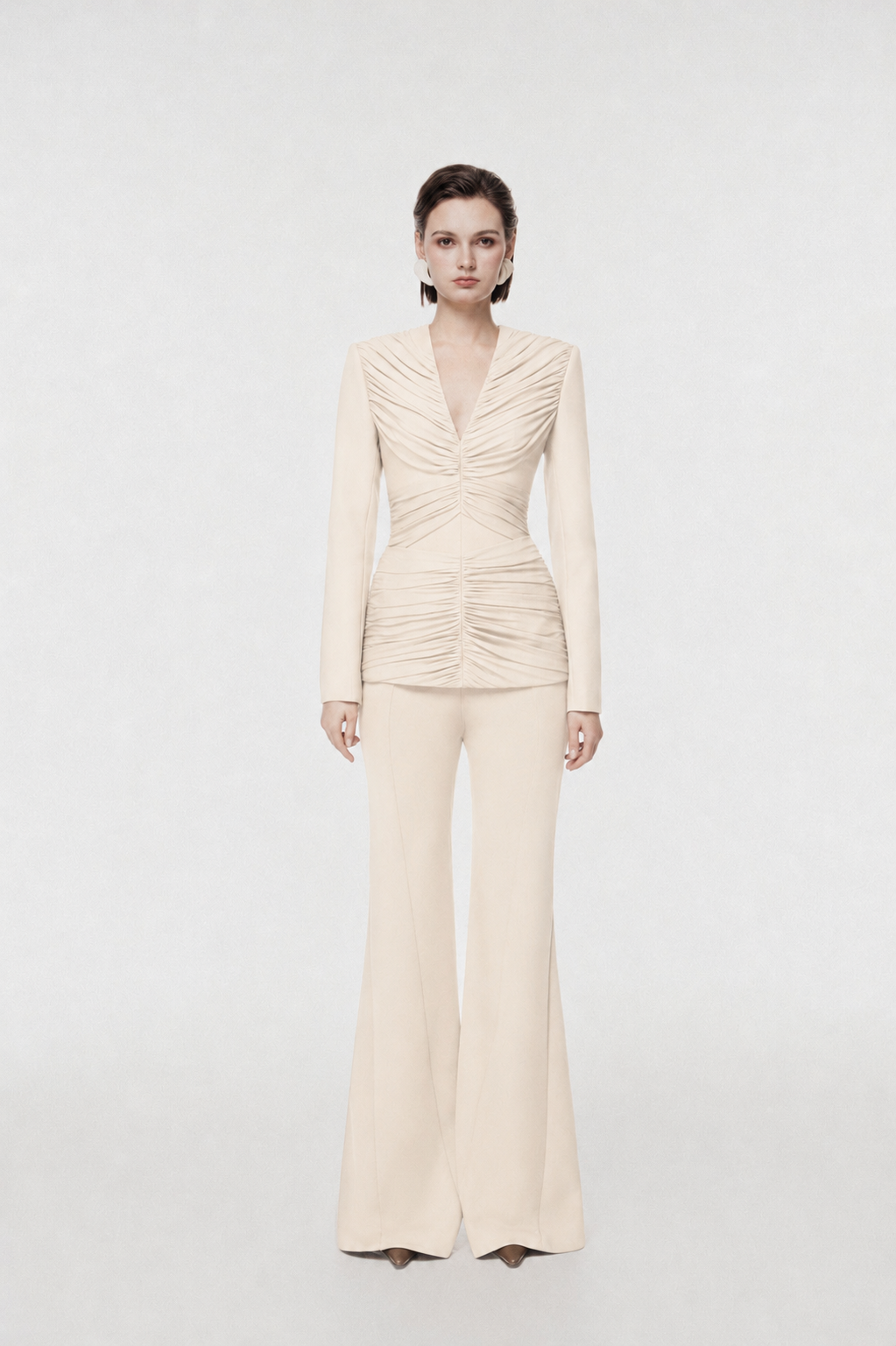 Rum Draped-Waist Tailored Set