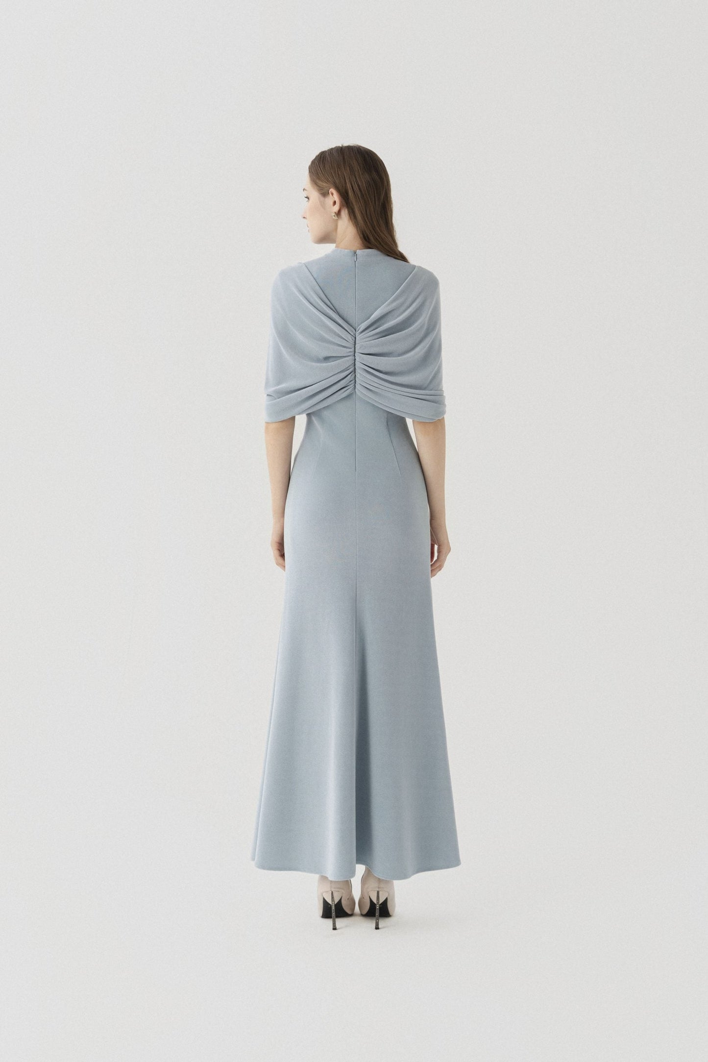 Halo Peplum Midi Dress in Sky Blue image 2