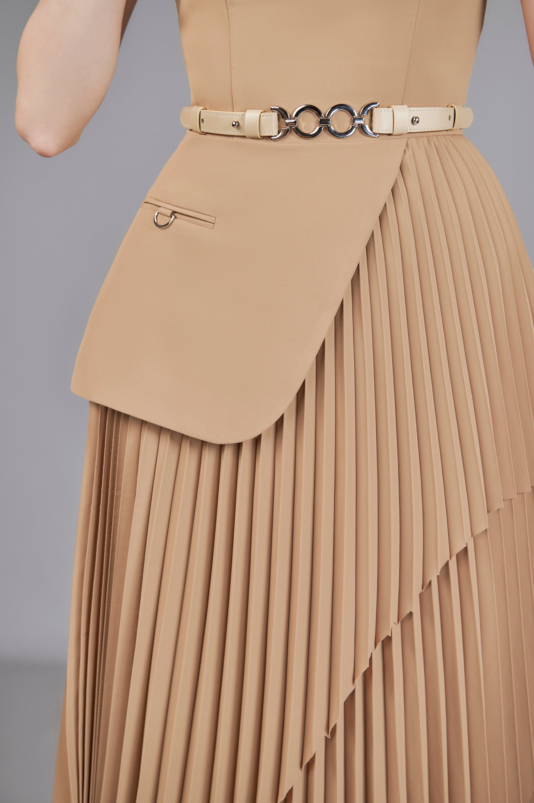 Valli Peplum Pleated Dress