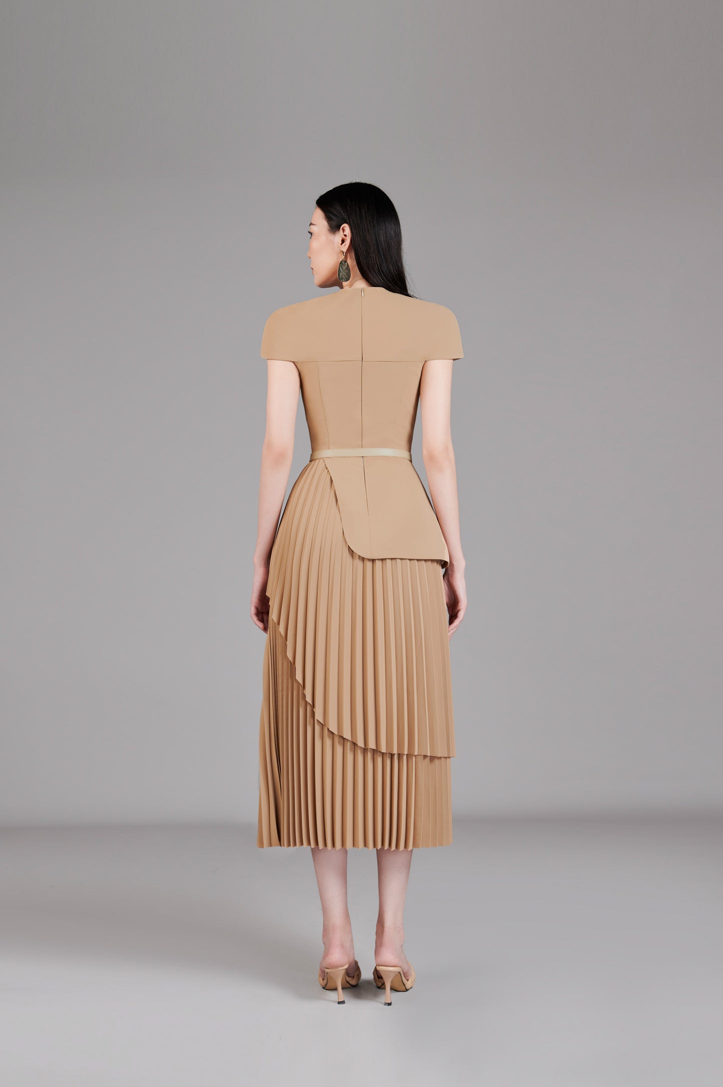 Valli Peplum Pleated Dress